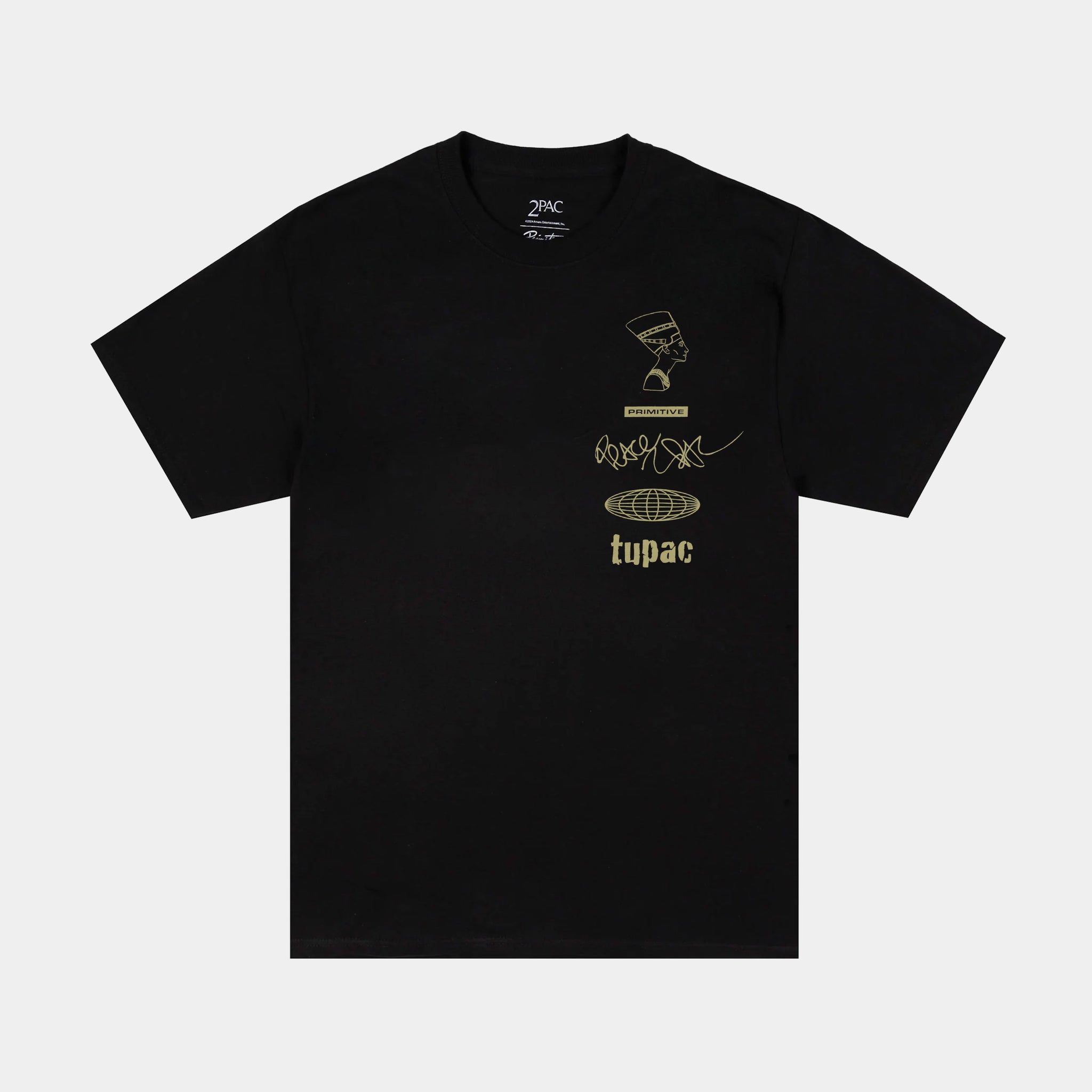 Primitive Tupac Stay Up II Mens Short Sleeve Shirt Black Gold 