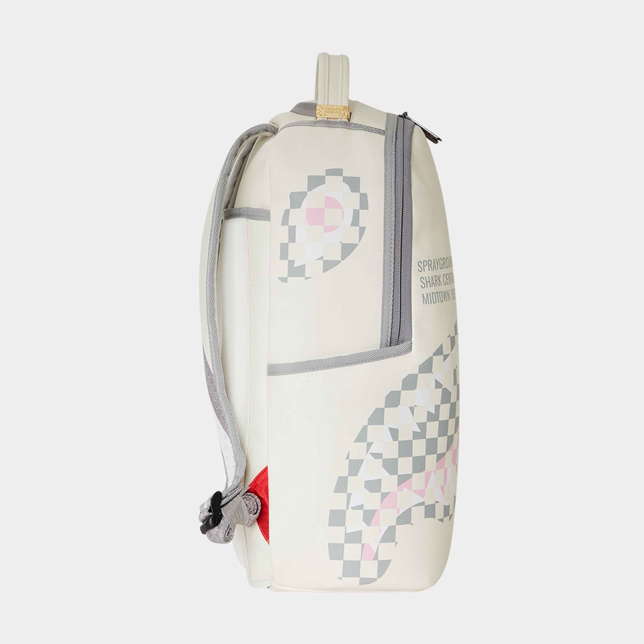 Sprayground Cream Check Shark Central Mens Backpack Cream Grey 