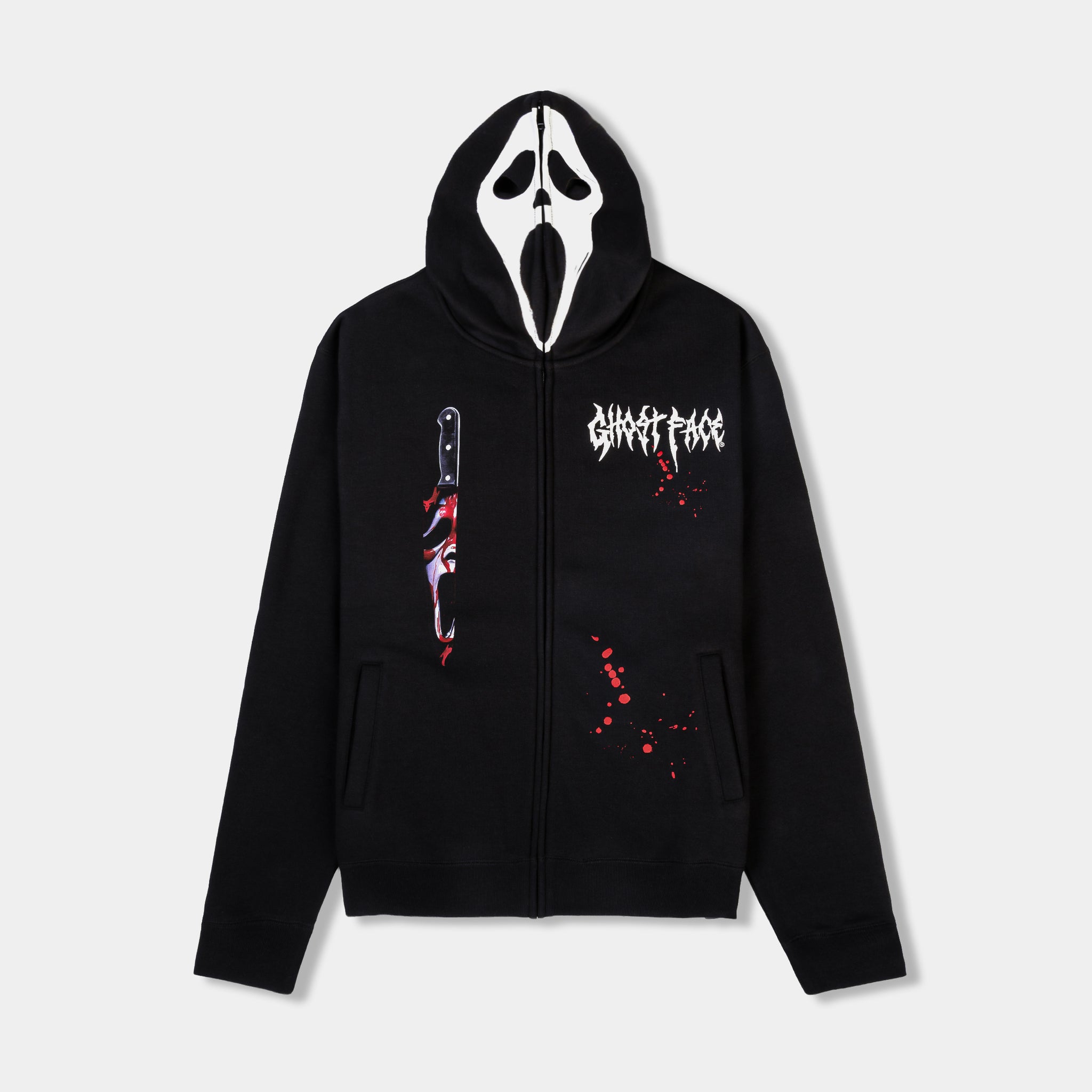 SP x Ghost Face Mask Fleece Zip Up Mens Hoodie Black Red GHFZ101
