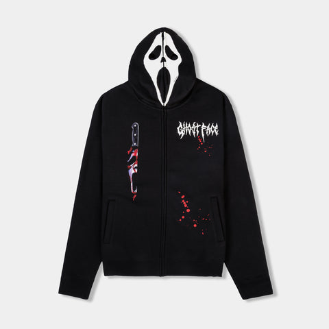SP x Ghost Face Mask Fleece Zip Up Mens Hoodie Black Red GHFZ101