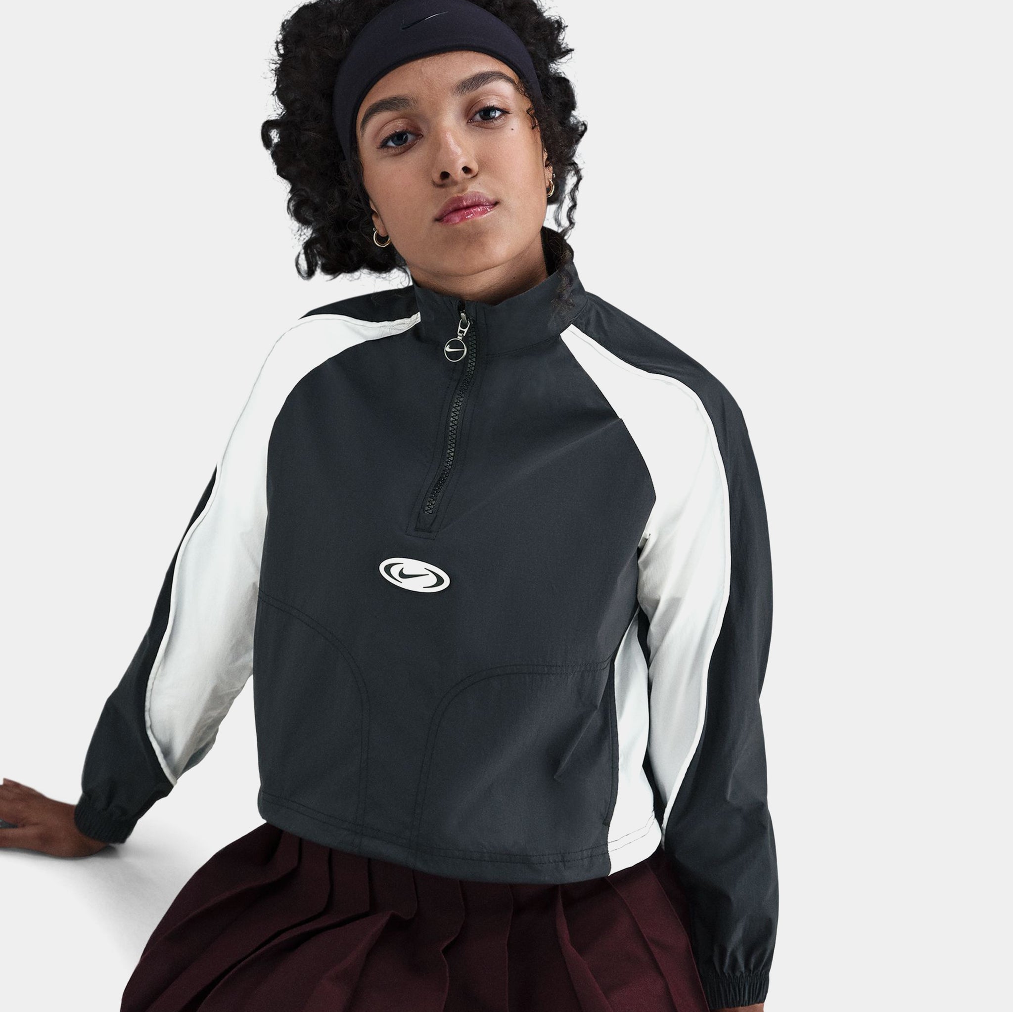 Nike NSW 1 4 Zip Tracksuit Grade School Jacket Black White White