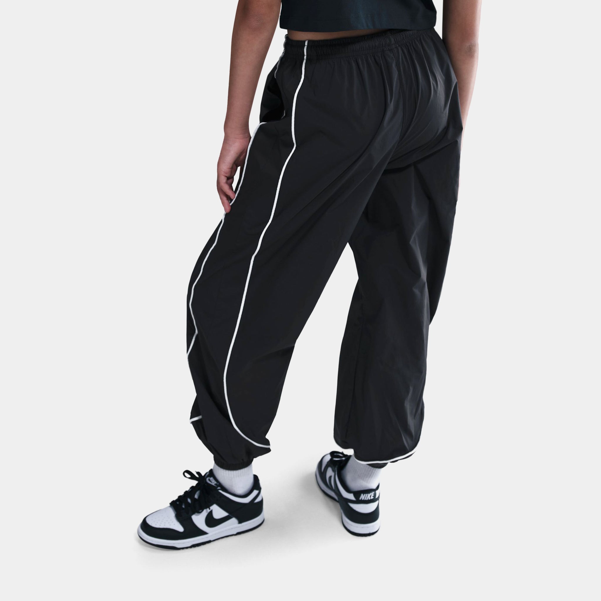 Nike NSW Woven Track Grade School Pants Black Black White HQ9419