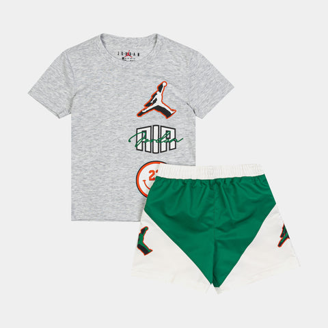 Jordan Jumpman Stacked Play Short Preschool Set Green Grey 85D768