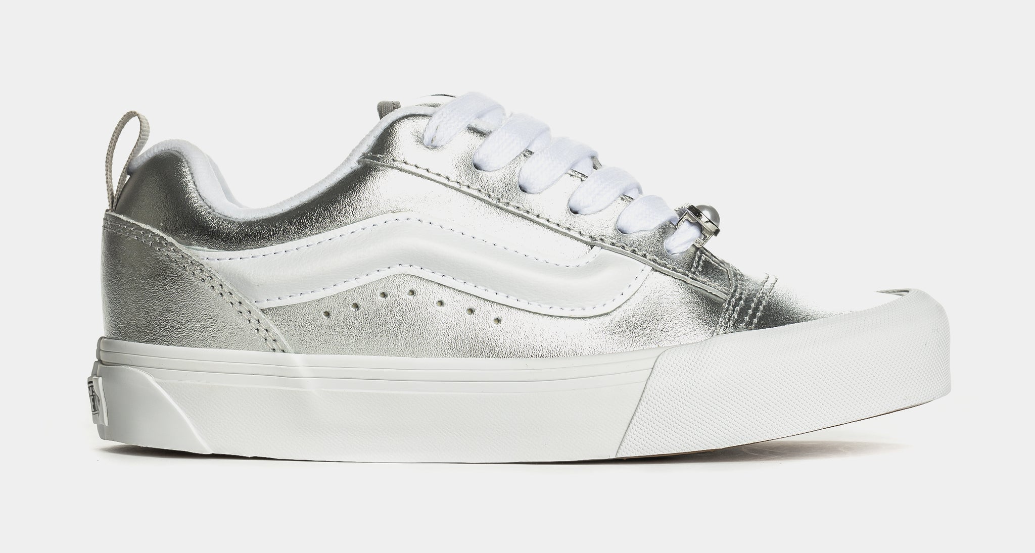 Vans Knu Skool Metallic Womens Lifestyle Shoes Silver White E9XSLV