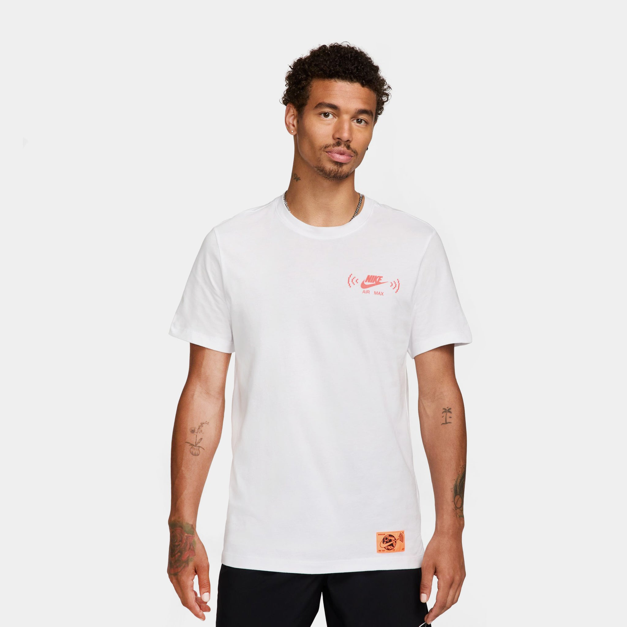 Nike NSW Swoosh Mens Short Sleeve Shirt White Orange FZ5406-100