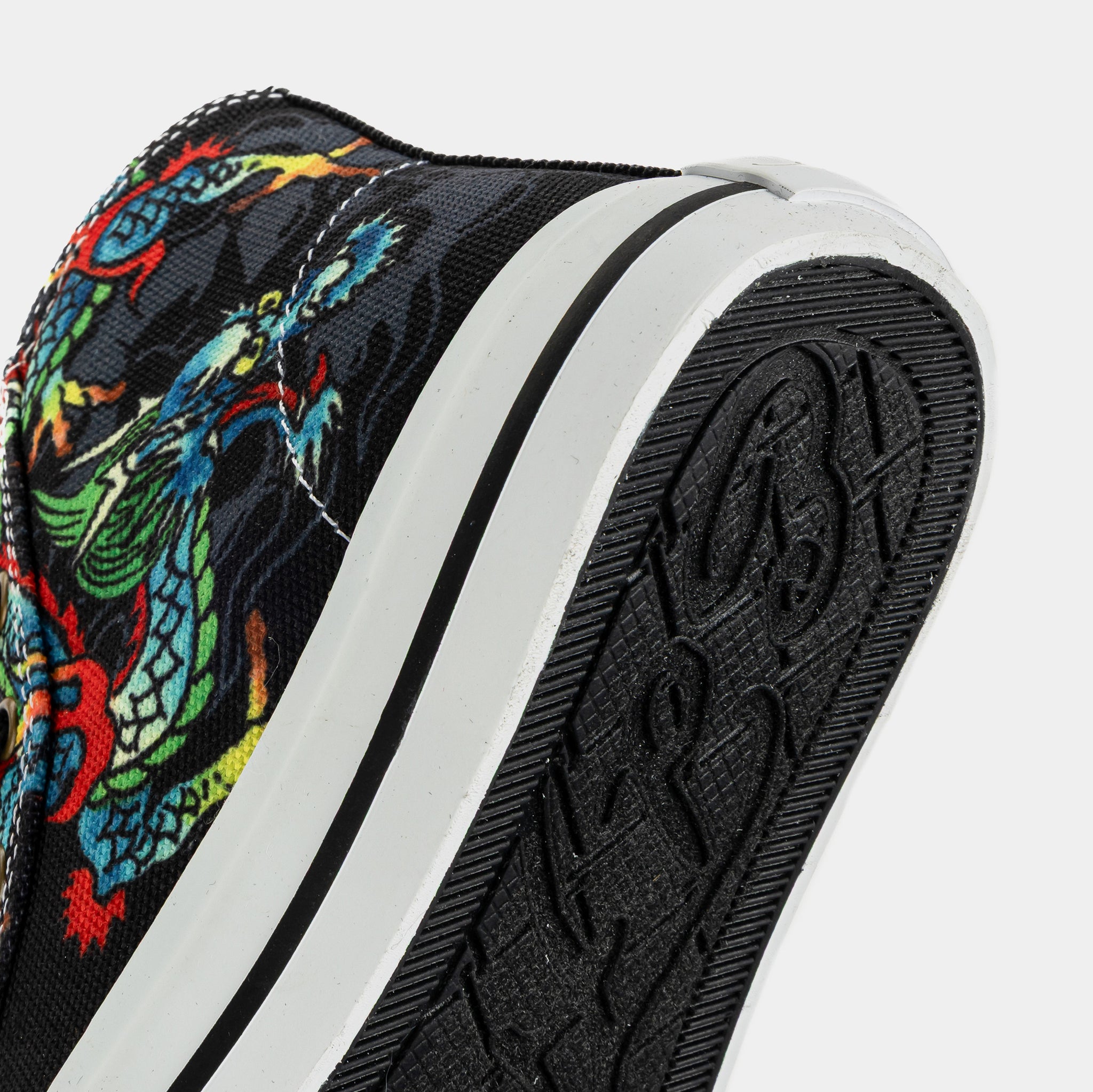 Ed Hardy Dragon Tattoo High Top Preschool Lifestyle Shoes (Black/White)