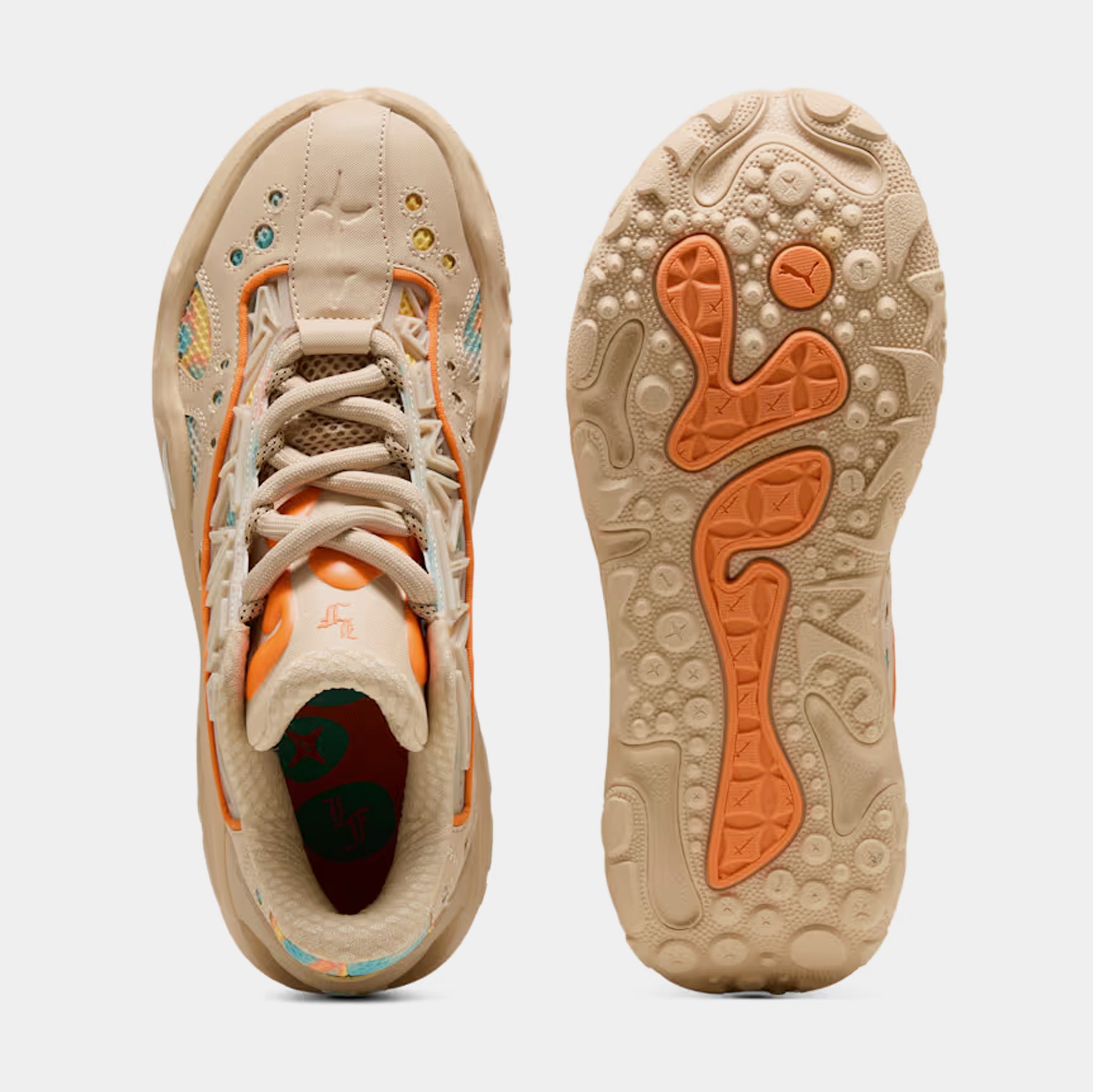 Puma La France RNR Sneakers Sand Orange Glo Aqua Multi Lace Up Men Size 8 NEW PUMA LaFrance RNR Mens Lifestyle Shoes Light Sand Orange Glo  main image 3