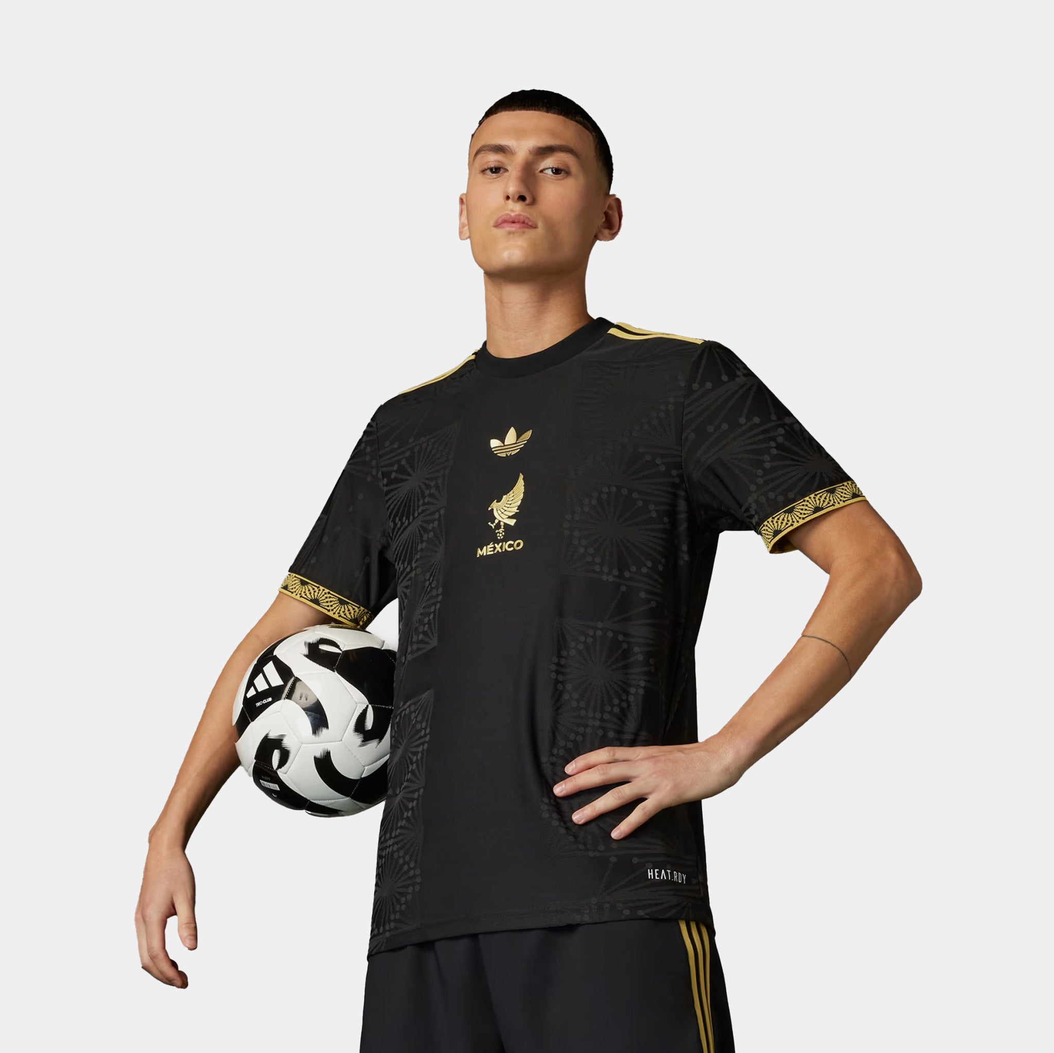 adidas Mexico National Gold Cup Authentic Mens Jersey Black Gold
