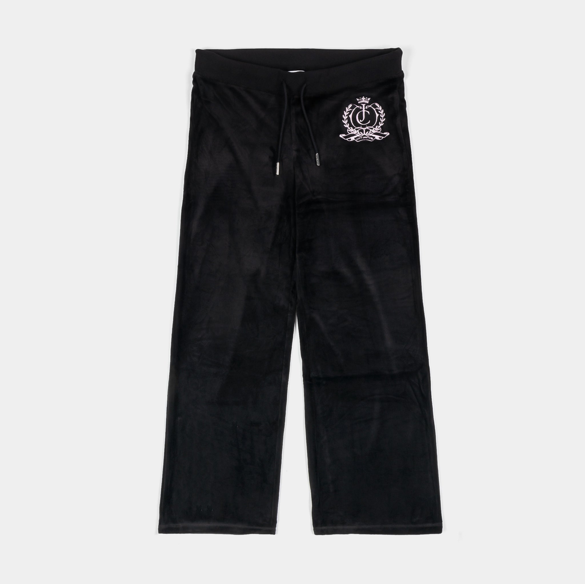 Juicy Couture Heritage Wide Leg Track Womens Pants (Black/Pink)