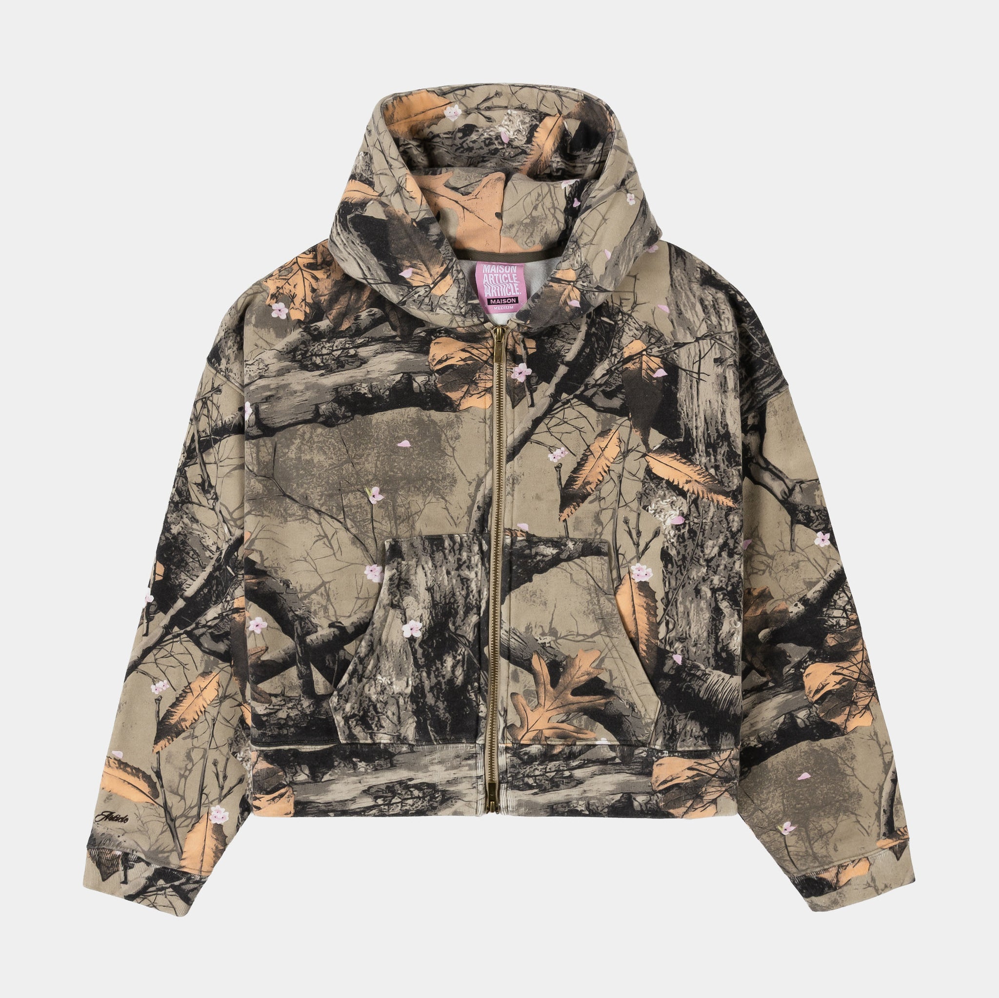 Maison Article Angels Camo Cropped Zip Up Womens Hoodie Multicolor 
