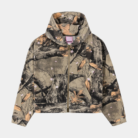 Maison Article Angels Camo Cropped Zip Up Womens Hoodie Multicolor