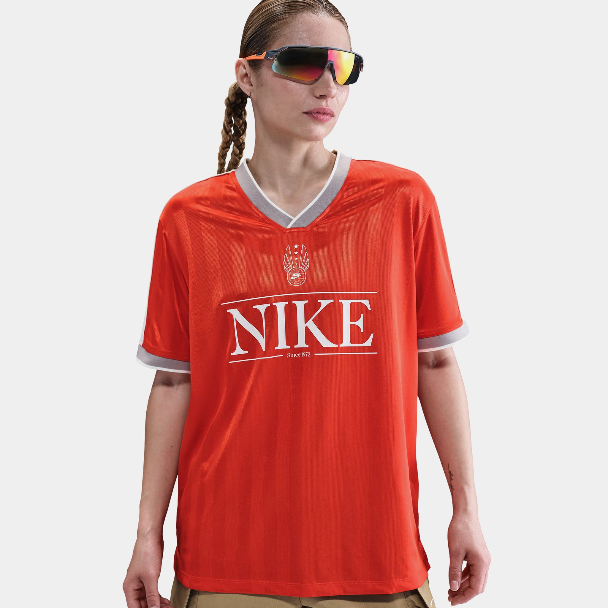 Nike NSW V Neck Top Womens Jersey Picante Red Sail Midnight Navy
