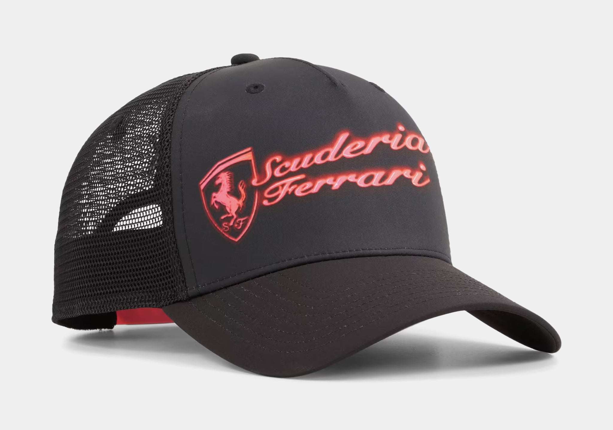 PUMA Neon Energy Scuderia Ferrari Race Trucker Mens Hat Black Red ...