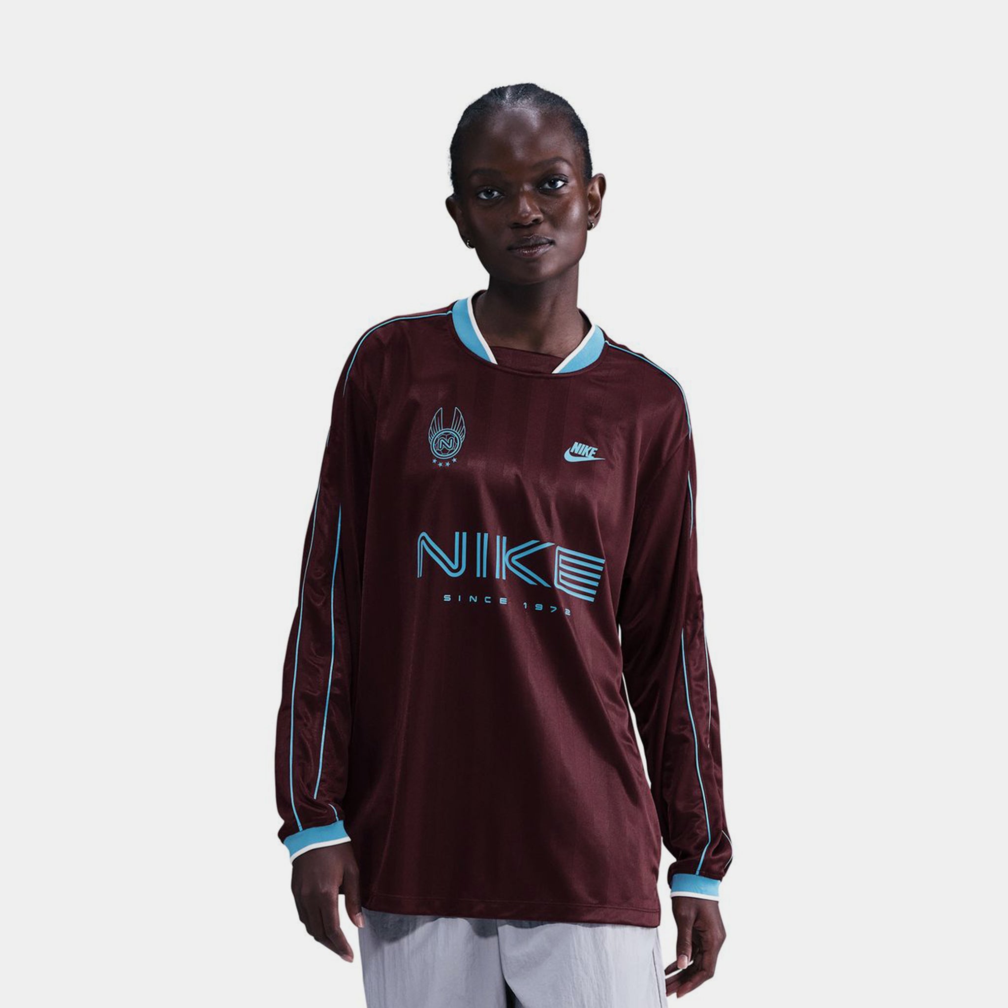 Nike NSW Long Sleeve Womens Jersey Burgundy Crush Baltic Blue