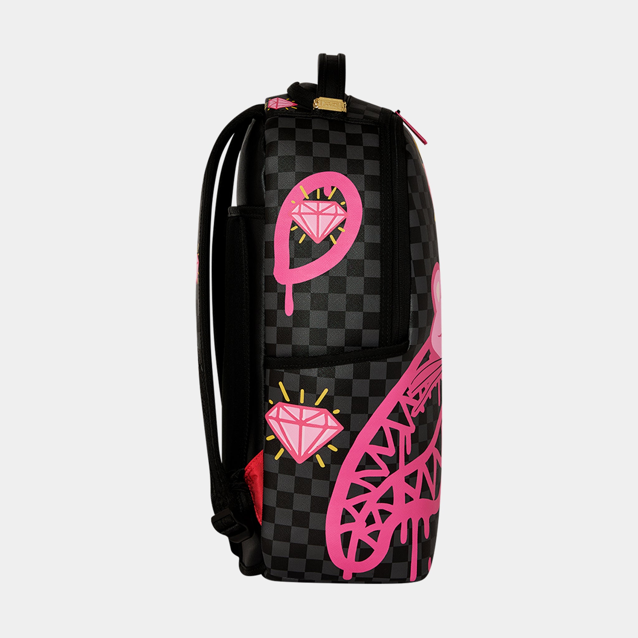 Sprayground Pink Panther Drippy Diamonds Mens Backpack Grey Pink