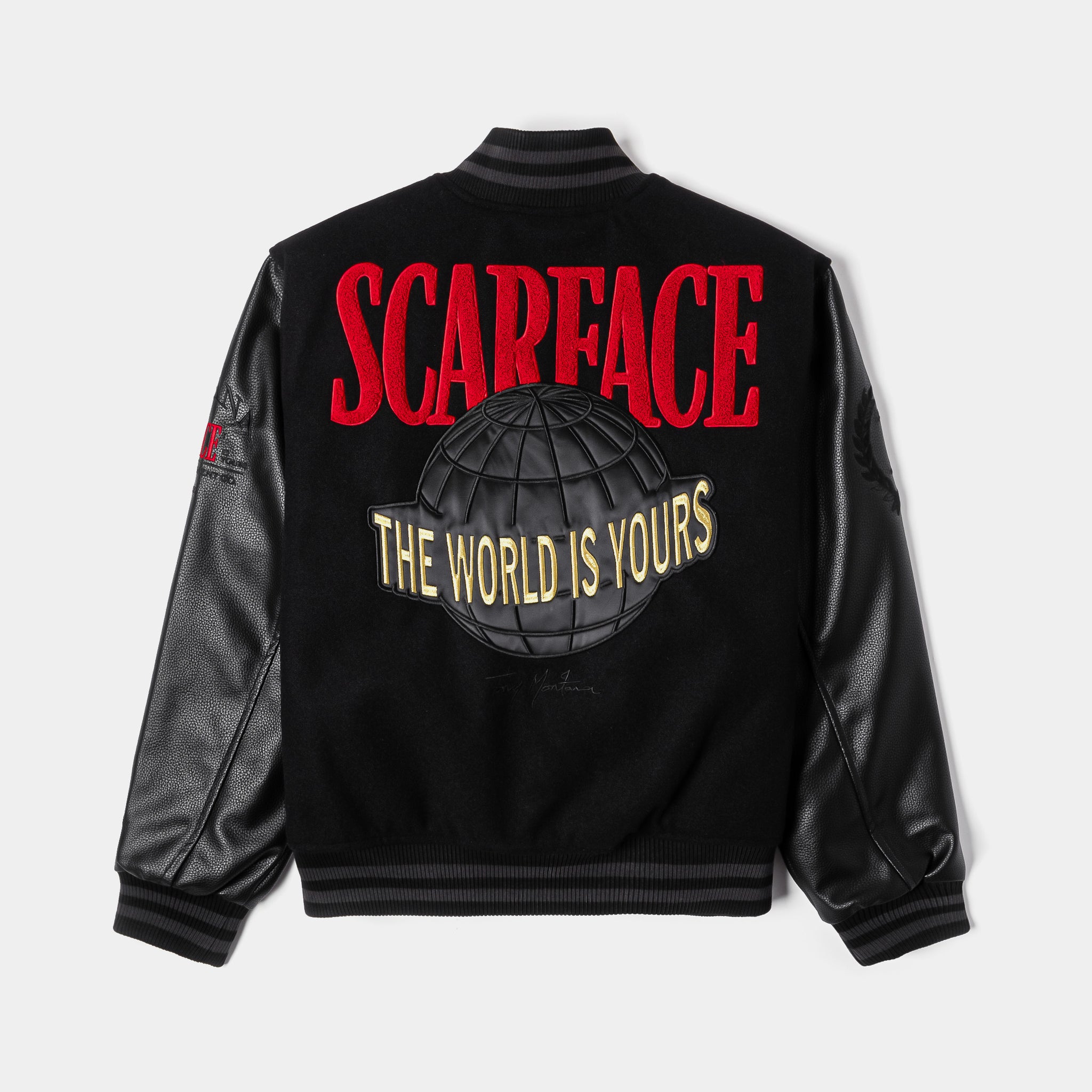 Shoe Palace SP x Scarface TWIY Varsity Jacket Black Red SFVJ603