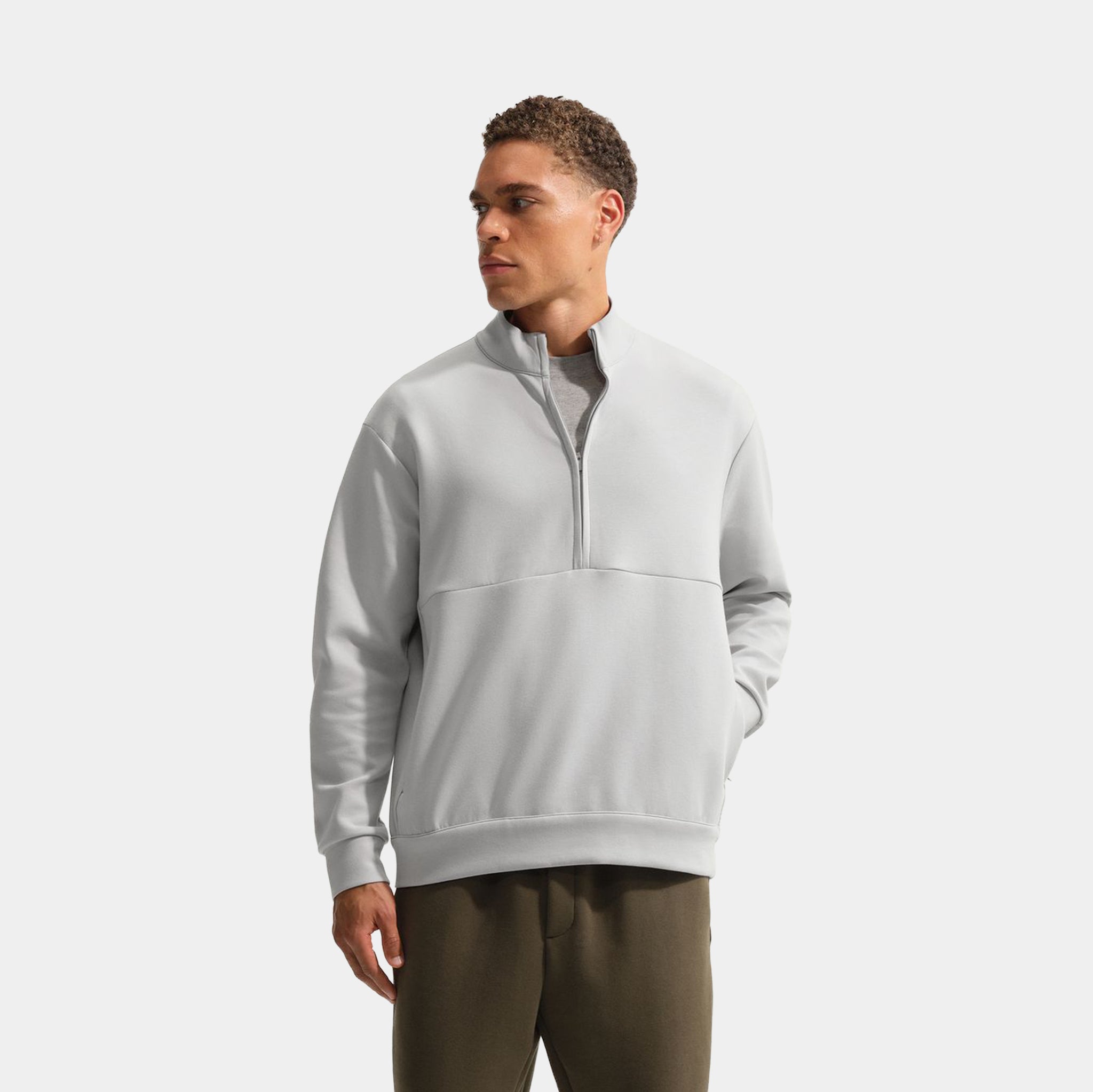 Nike 24.7 ImpossiblySoft Dri Fit Half Zip Up Mens Jacket Grey Fog
