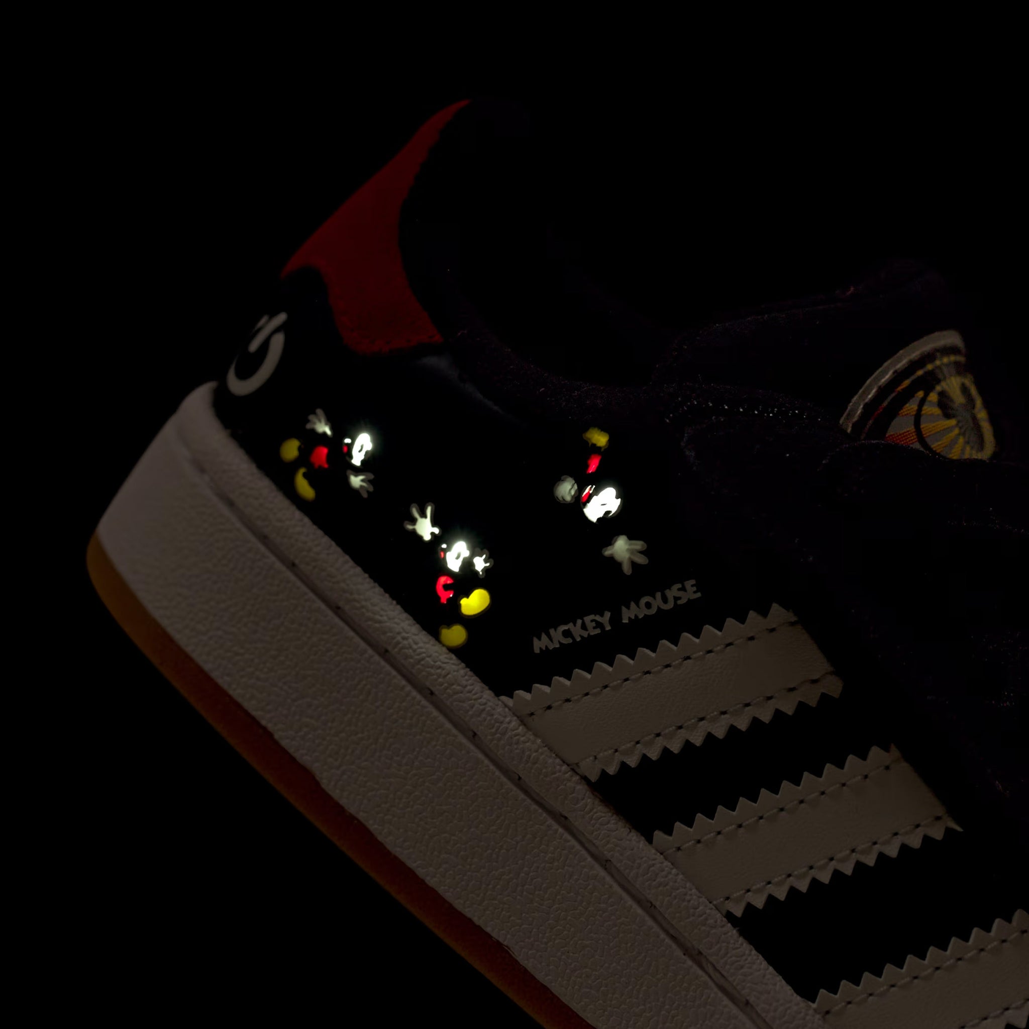 adidas Disney Mickey Mouse Campus 00s LED Lights Comfort Closure Elastic Lace Shoes Kids - Kids - Core Black / Cloud White / Red