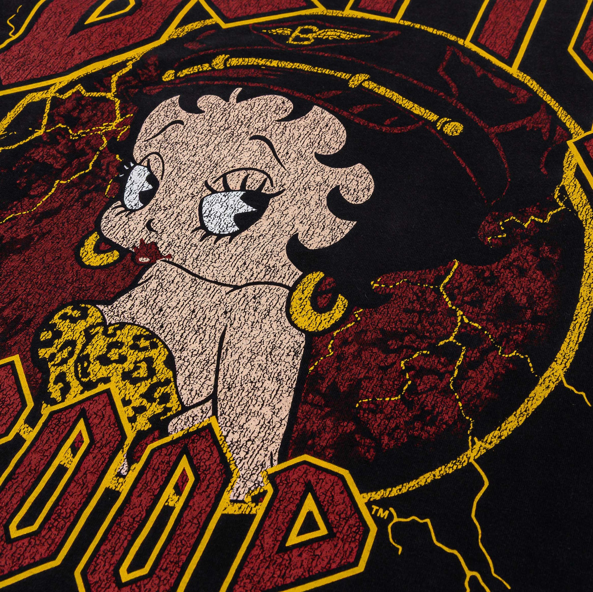 SP x Betty Boop Lightning Washed Mens Short Sleeve Shirt Black Red