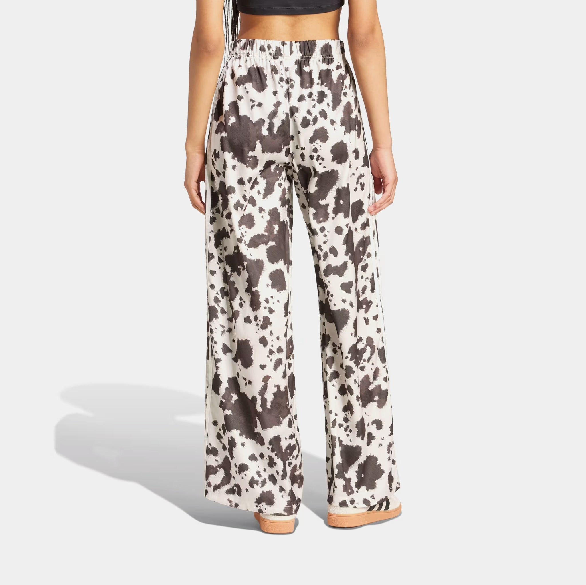 adidas Original Satin Wide Leg Cow Print Womens Pants Multicolor