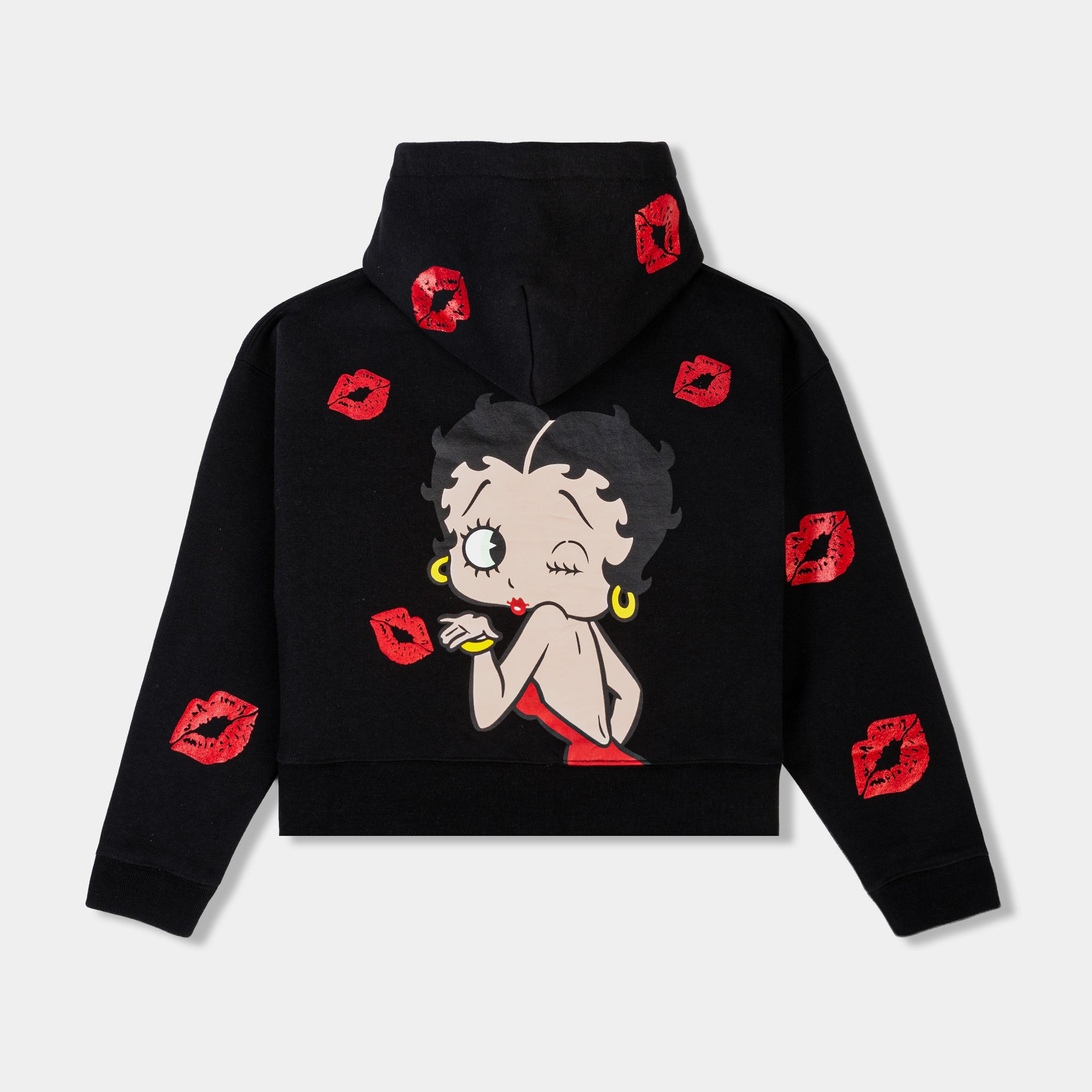 SP x Betty Boop Kisses Zip Up Womens Hoodie Cream Red BBPWMZH102
