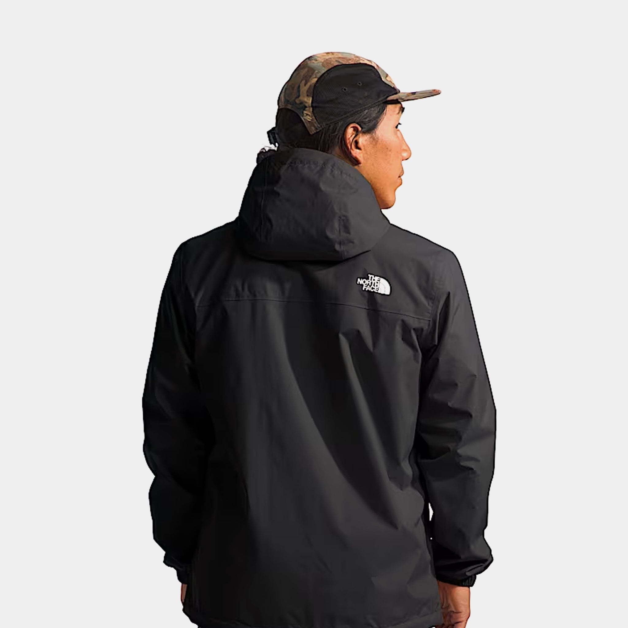 The North Face Antora Rain Zip Up Mens Jacket Black White NF0A7QEY