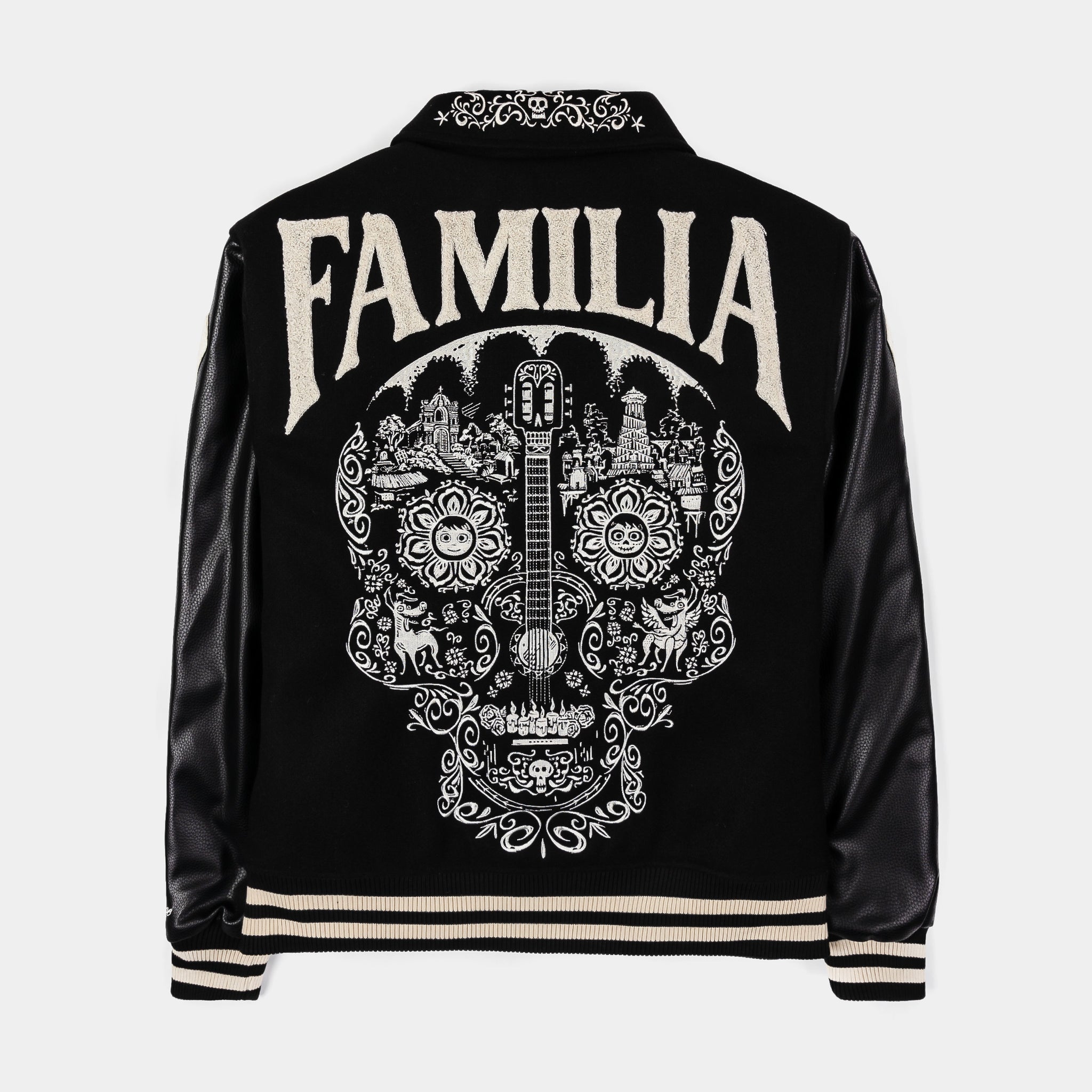 Shoe Palace SP x Coco Skeleton Varsity Mens Jacket Black Cream 