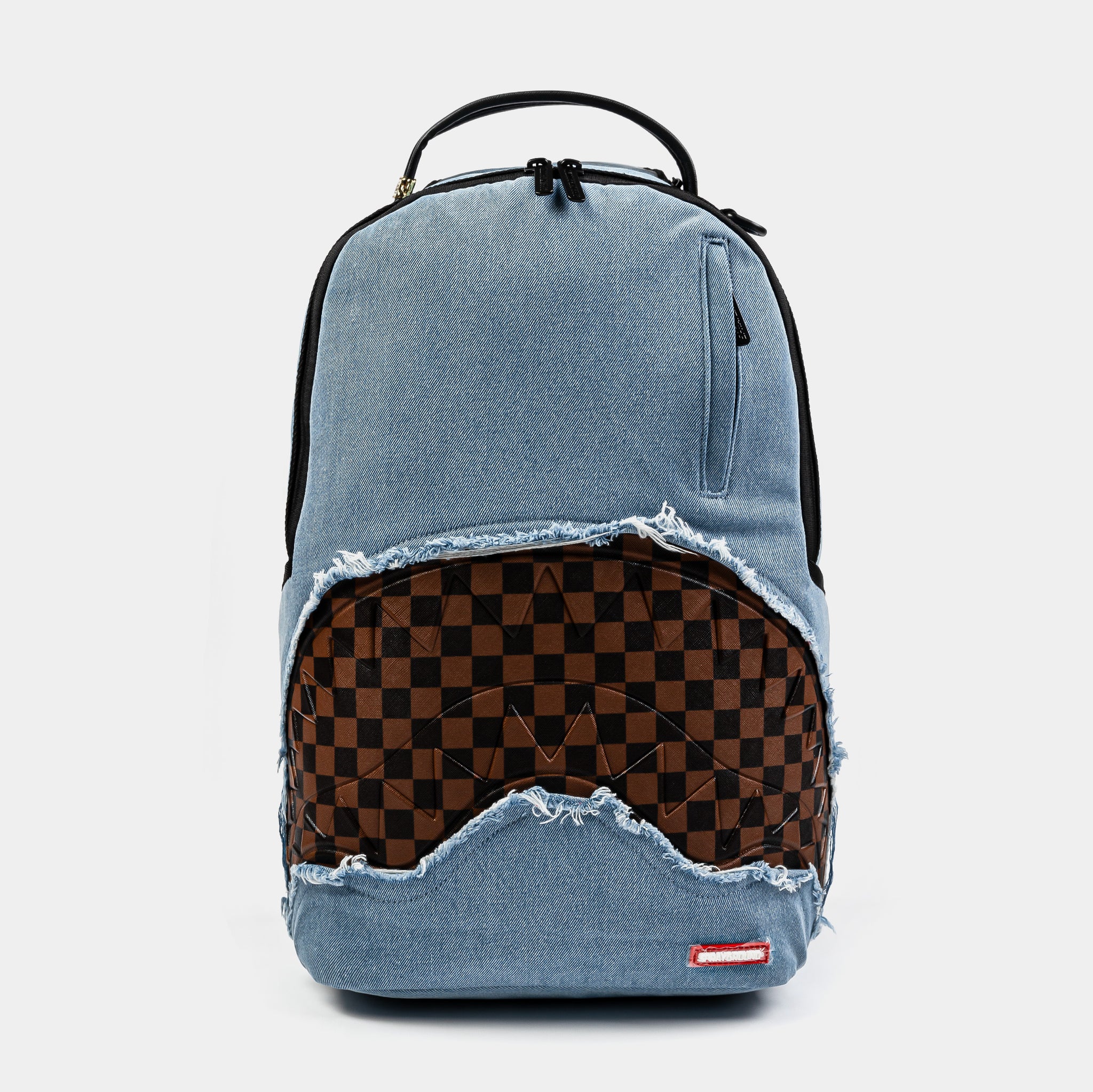 Sprayground Denim Shark Bite Mens Backpack Blue Brown 910B7685NSZ