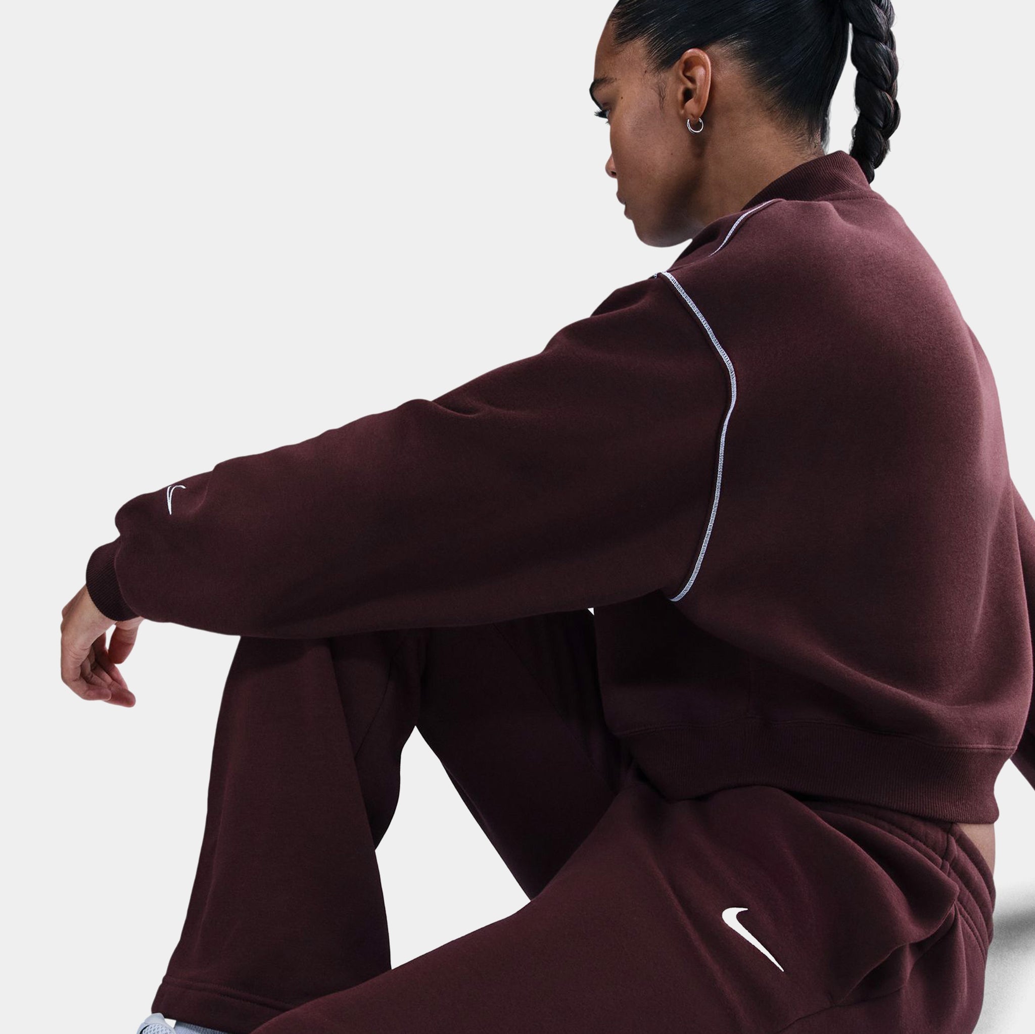 Nike NSW Phoenix Fleece Mid-Rise Open-Hem Womens Pants Fauna Brown