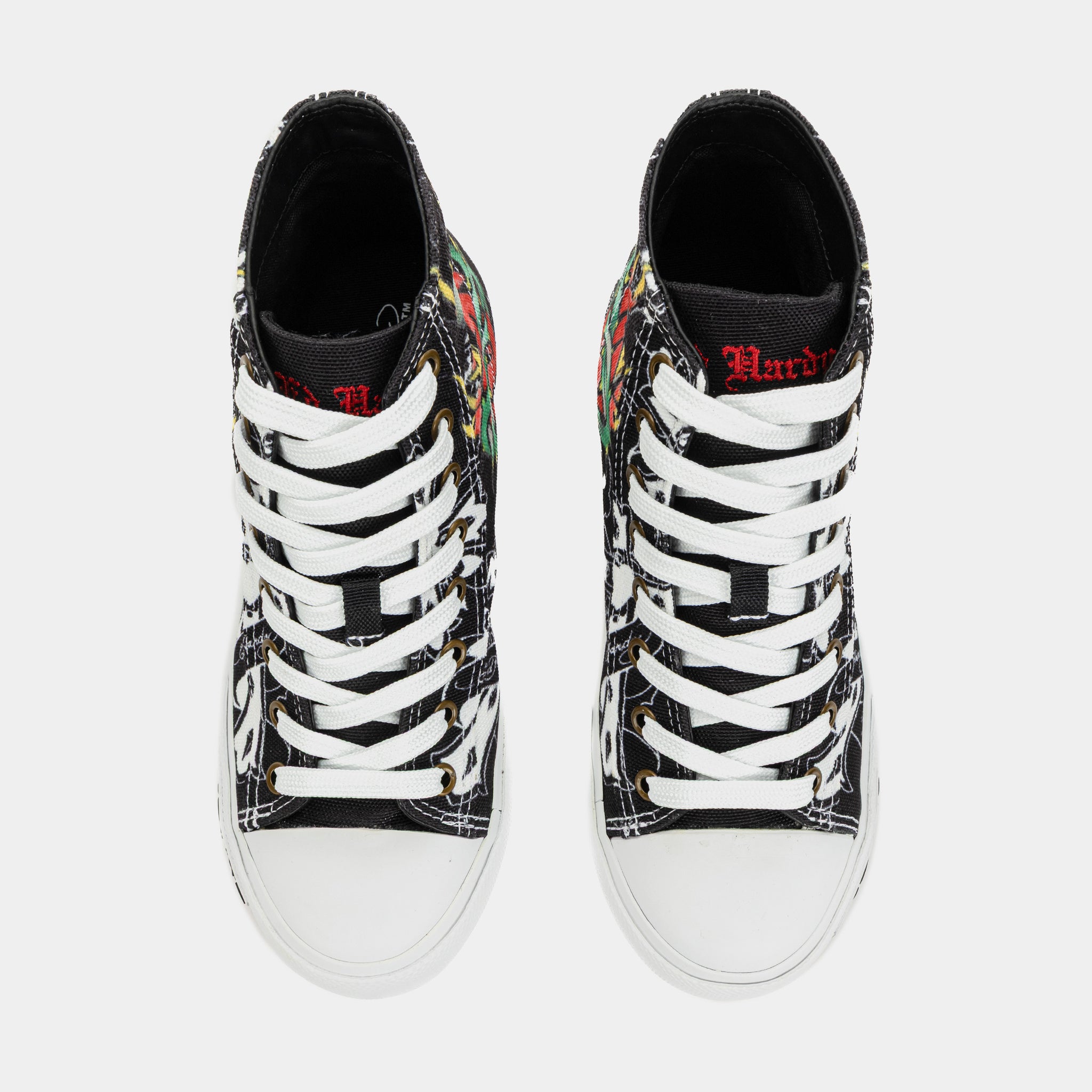 Ed Hardy Black Cross High Top Womens Lifestyle Shoes Black White