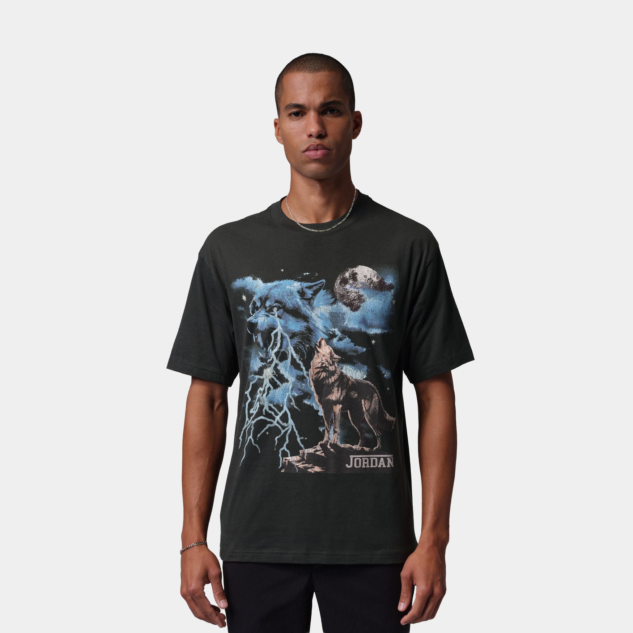 Jordan Wolf Howl Graphic Mens Short Sleeve Shirt Off Noir IQ0547