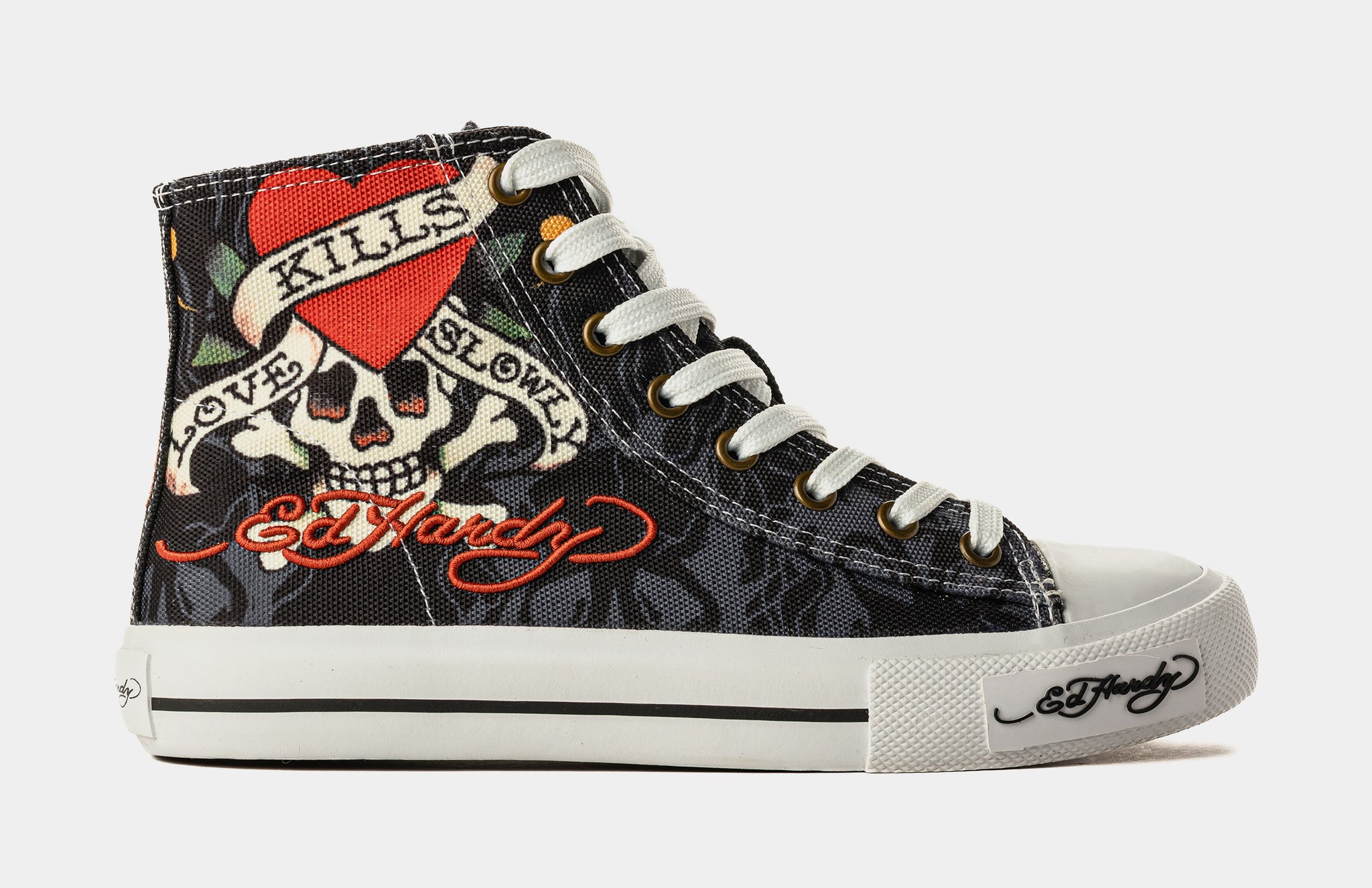 Ed Hardy Kills Love Slowly High Top Womens Lifestyle Shoes Black 