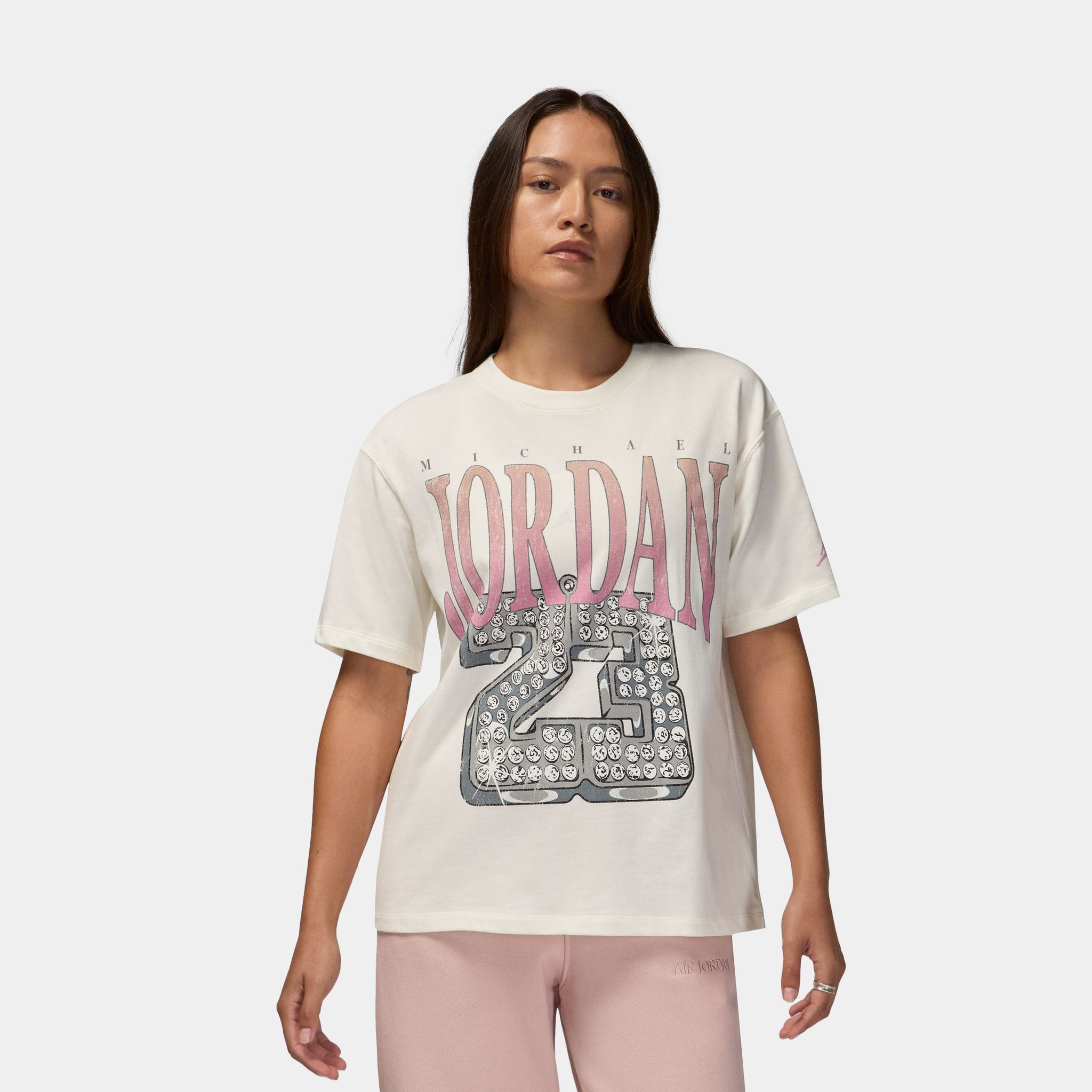 Jordan 23 Heritage Womens Short Sleeve Shirt White Purple HQ2673 