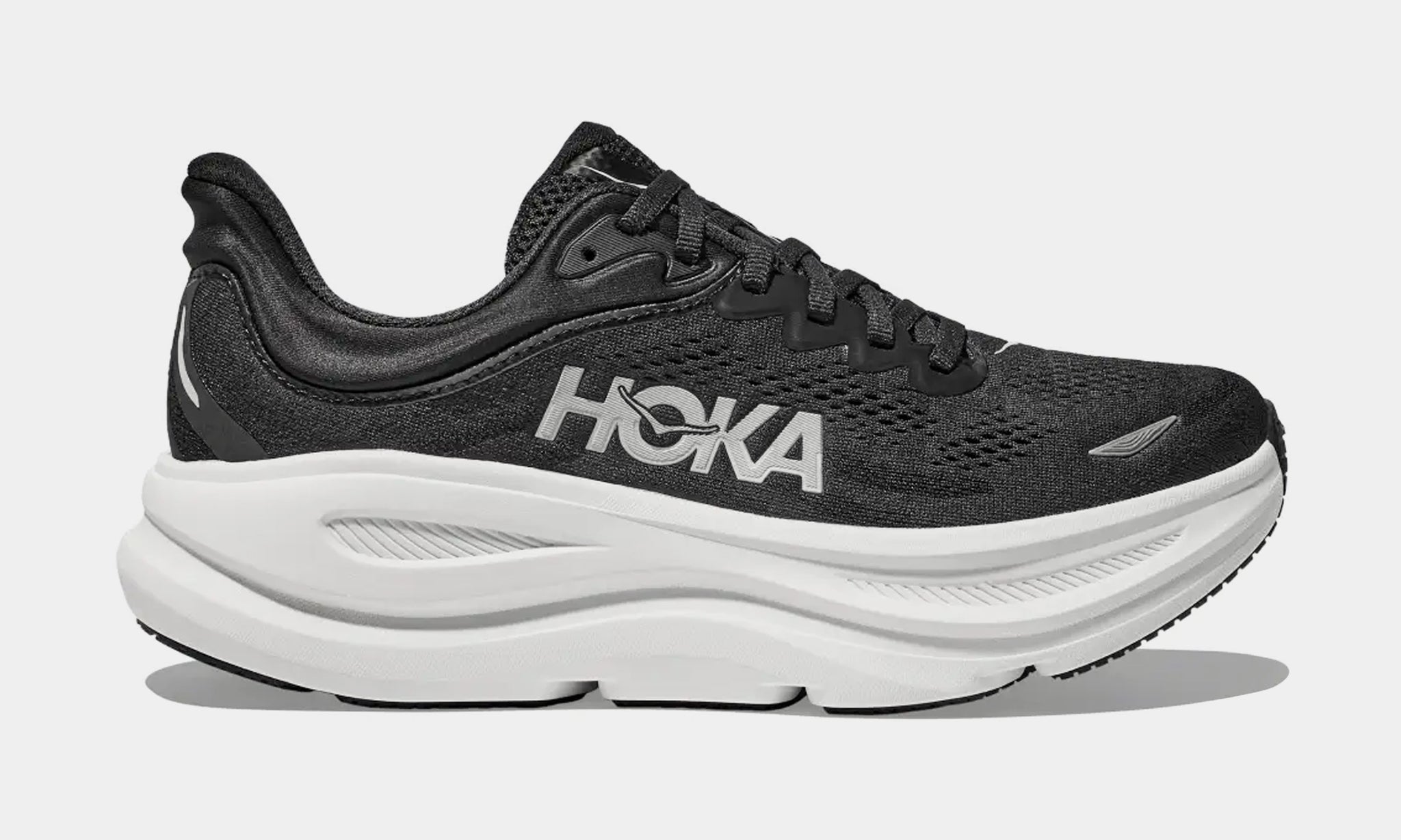 Hoka Bondi 9 Womens Running Shoes Black White Black Free Shipping