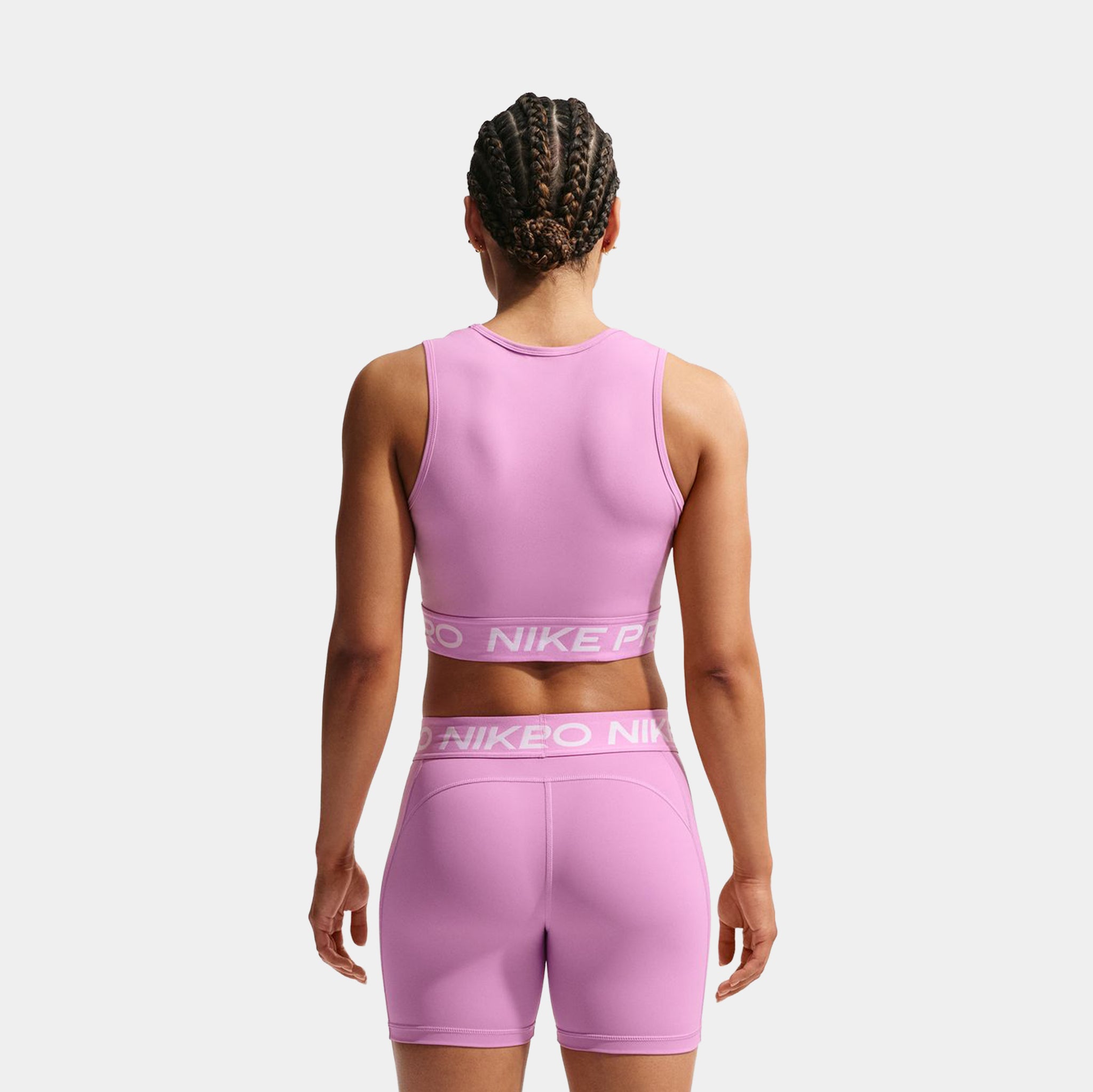 Nike Pro Dri Fit Cropped Womens Tank Top Light Magenta White