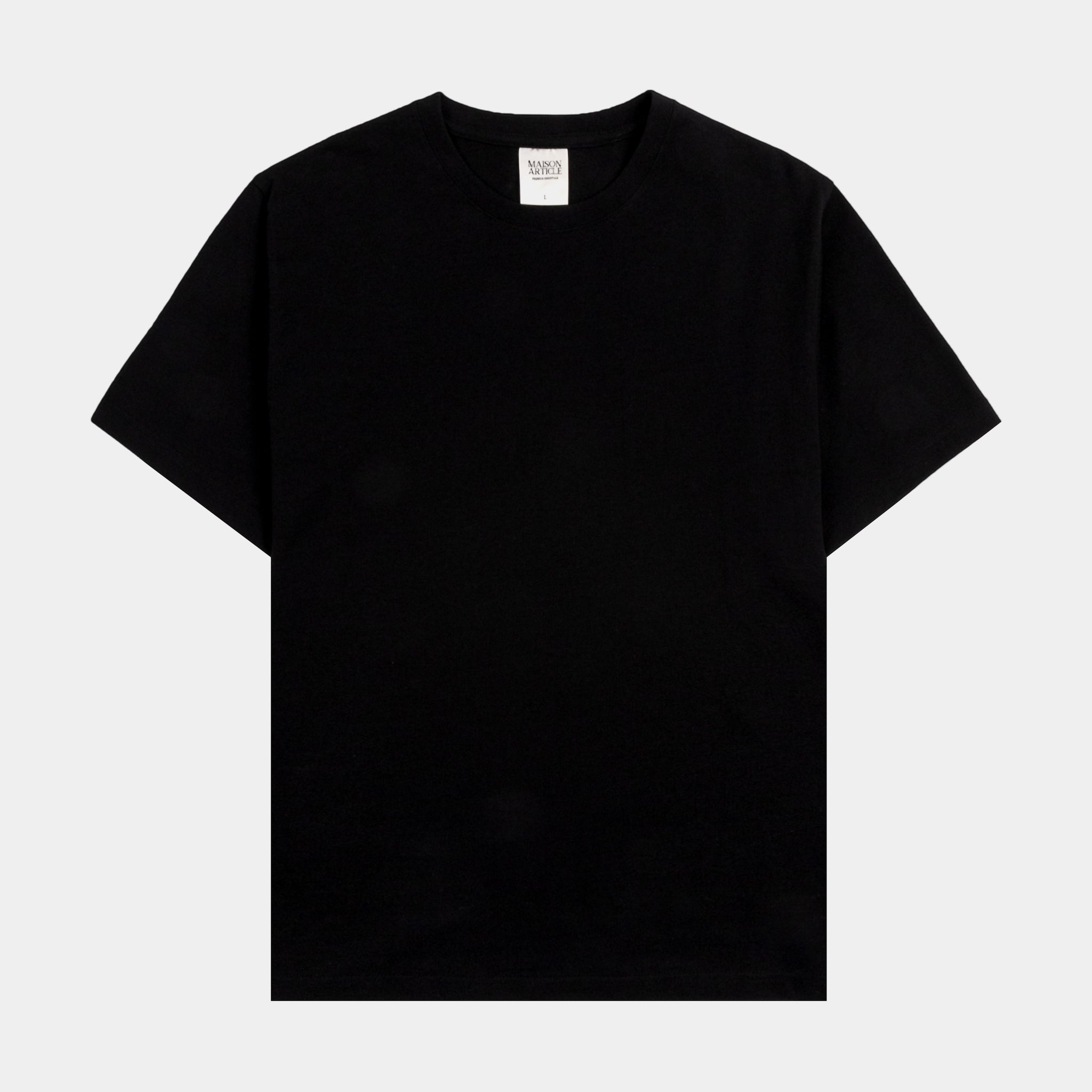 Maison Article Solid Novelty Mens Short Sleeve Shirt Black MATS01 
