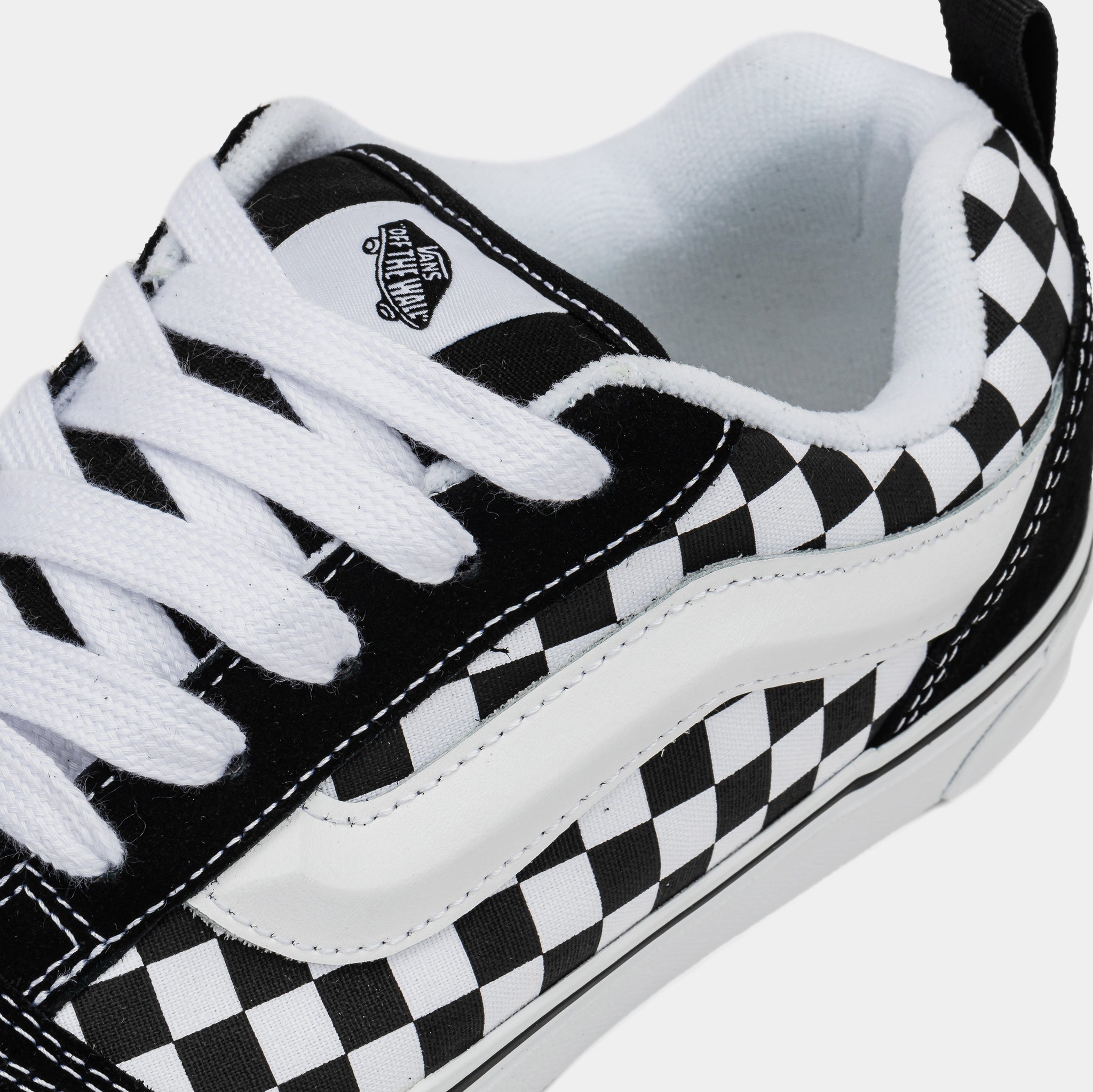Vans Knu Skool Mega Check Grade School Skate Shoes Black White