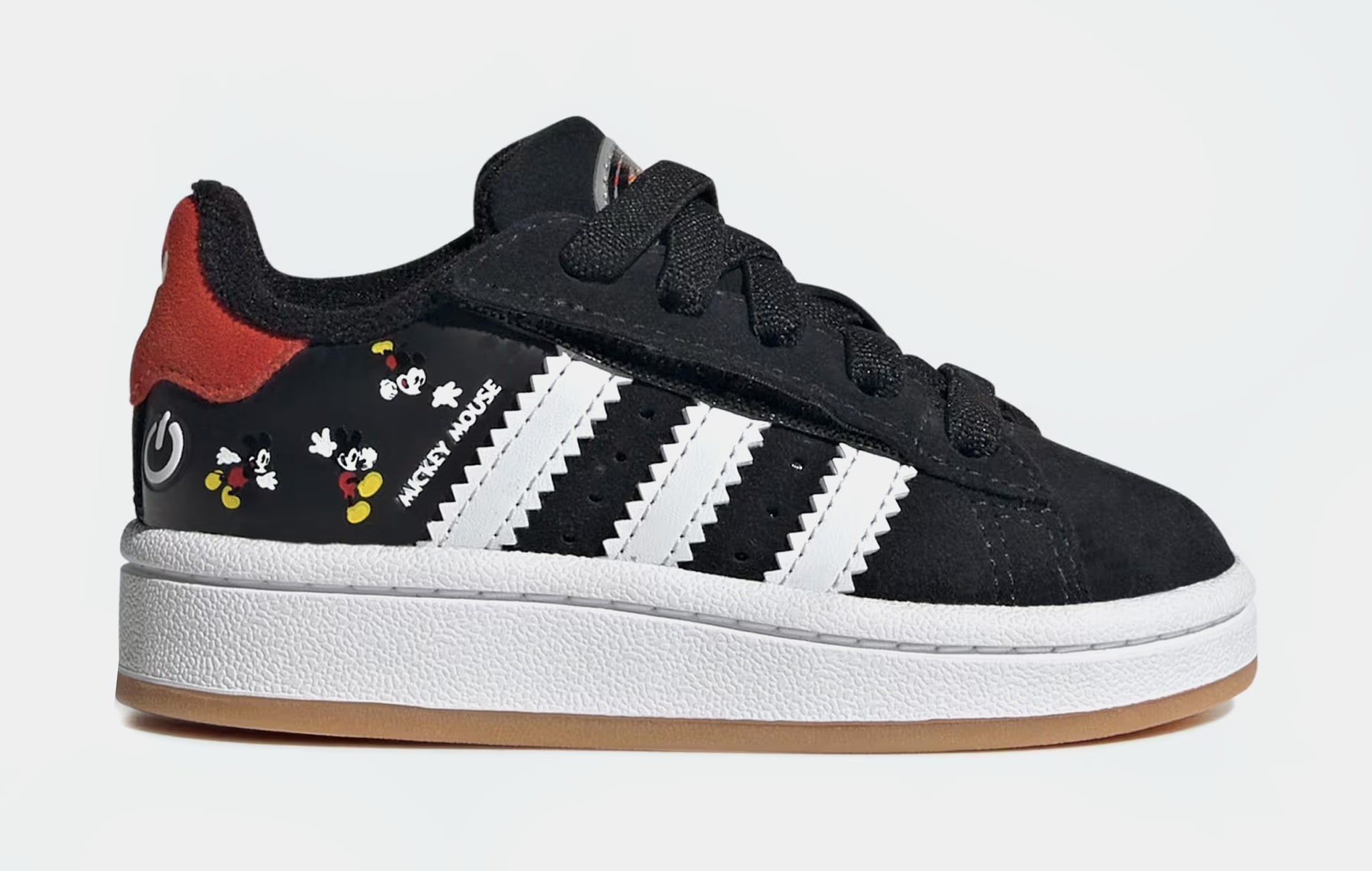 adidas Disney Mickey Mouse Campus 00s LED Lights Comfort Closure Elastic Lace Shoes Kids Black 8K