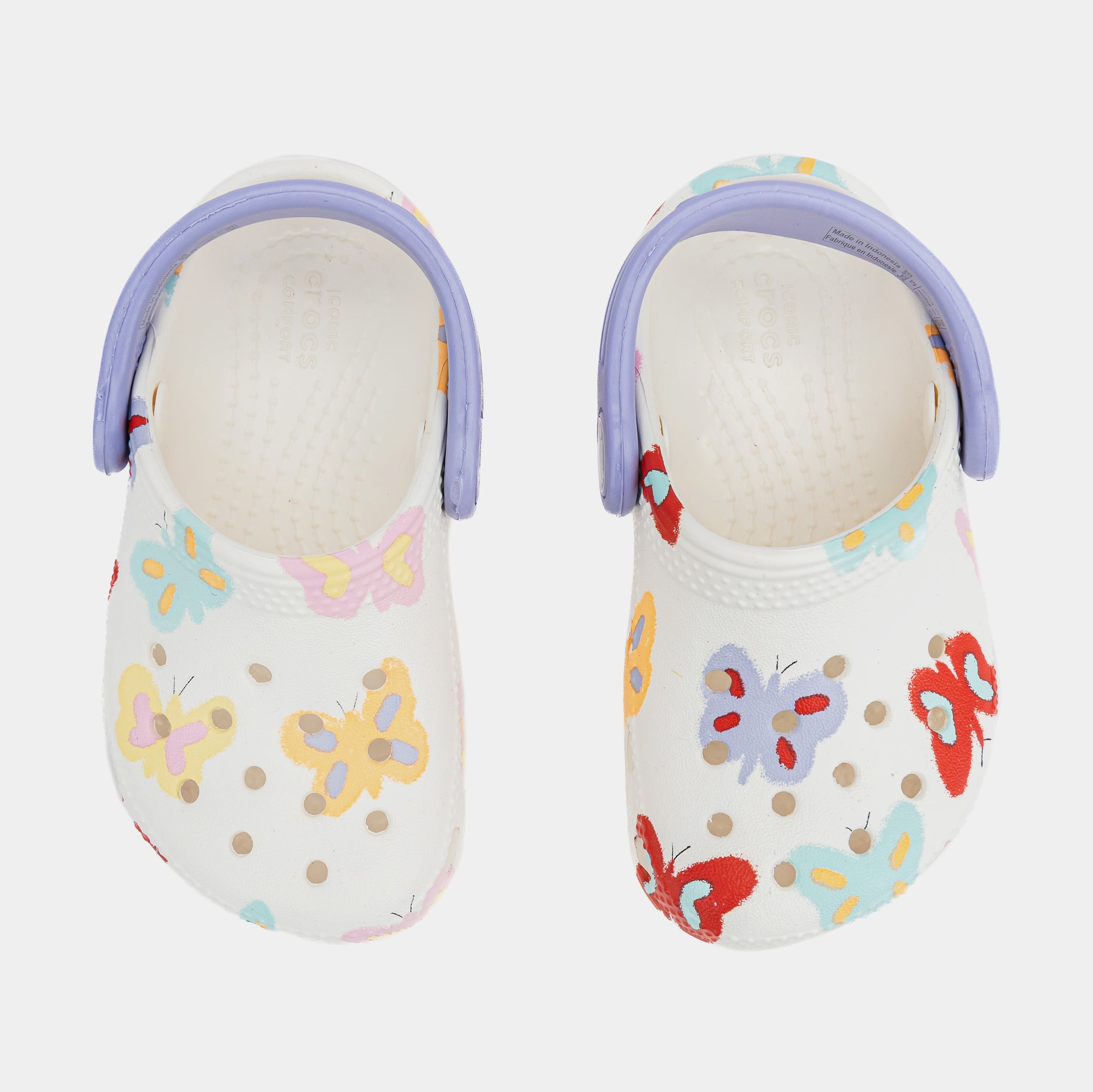 Crocs Classic Clog Butterfly Infant Toddler Sandals White Purple