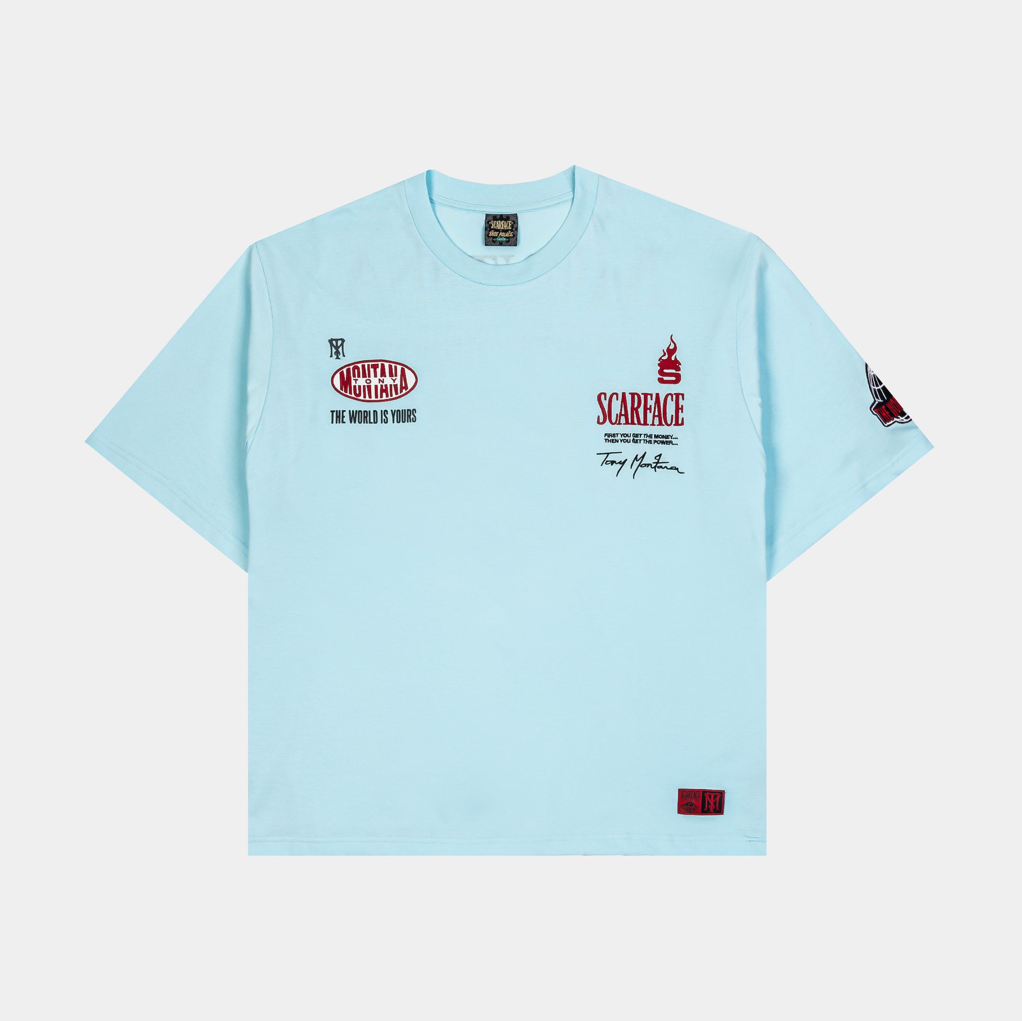 Shoe Palace SP x Scarface MGMT CO Mens Short Sleeve Shirt Blue Red 