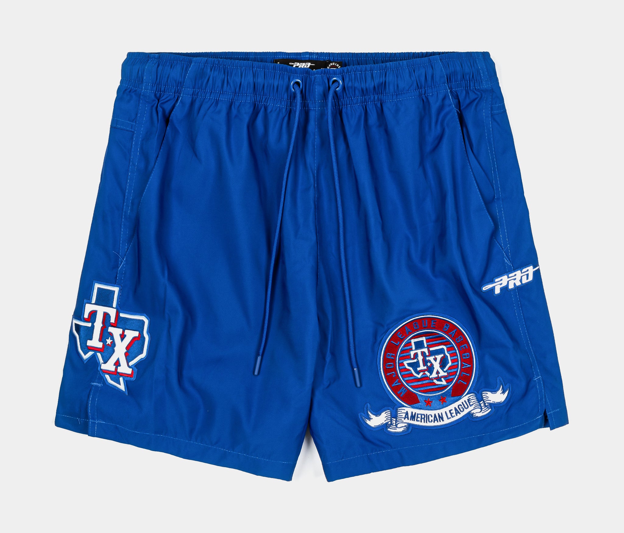 Pro Standard Texas Rangers Team Badge Woven Mens Shorts White Blue ...