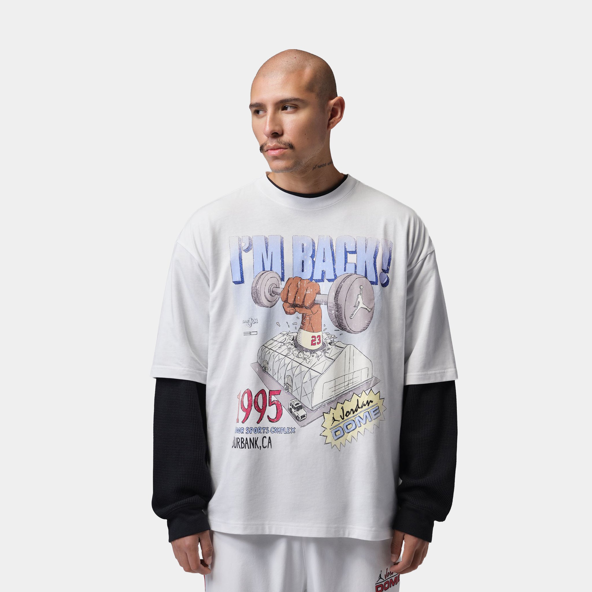 Jordan Dri Fit Dome Space Jam Mens Short Sleeve Shirt Summit White