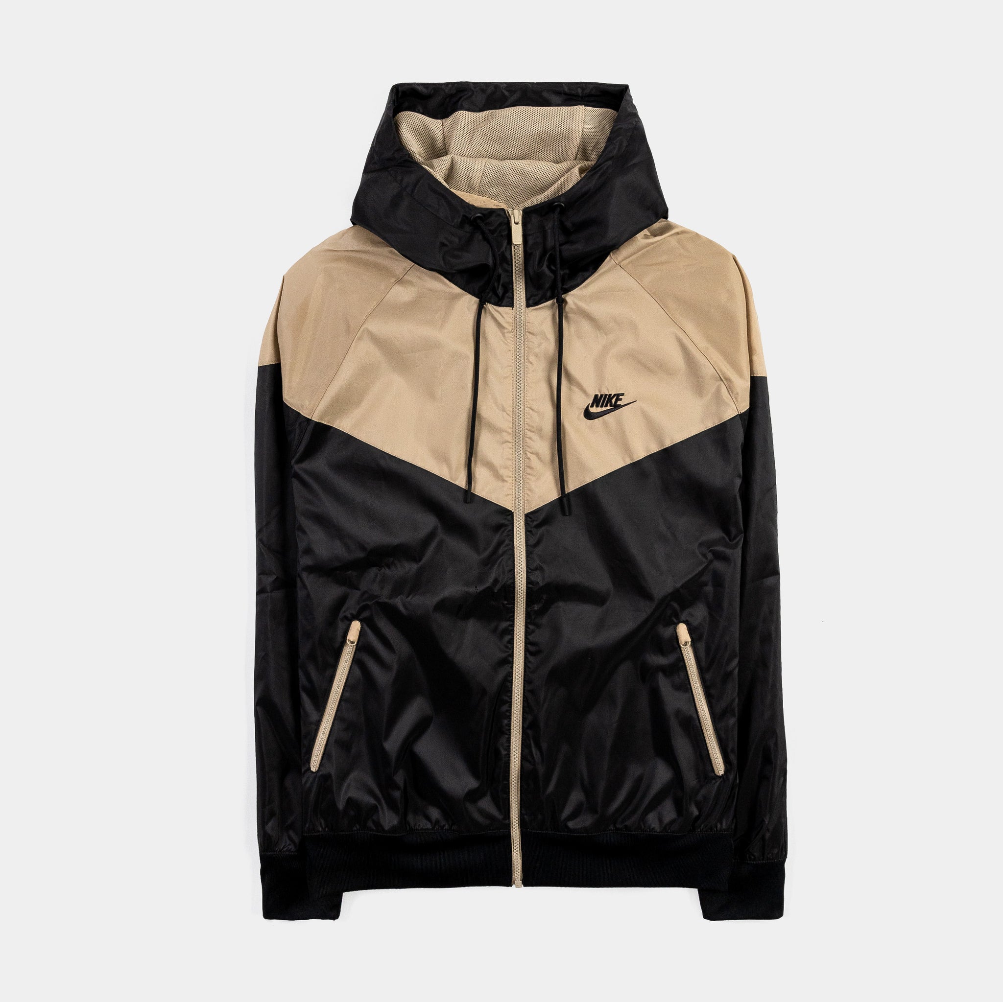 Nike Swoosh Woven jacket in black and cream