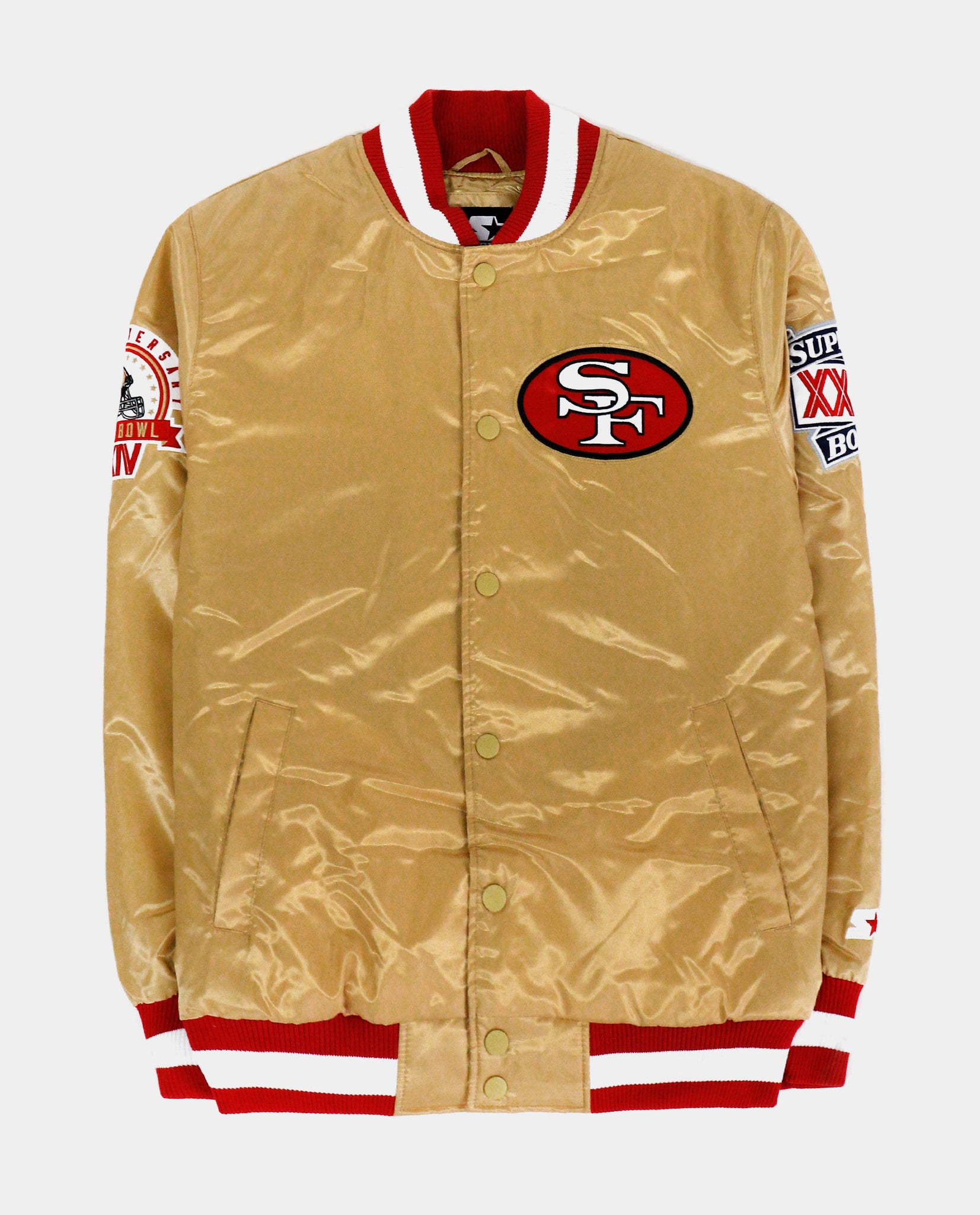 Starter San Francisco 49ers Letterman Jacket Mens Jacket Gold Red