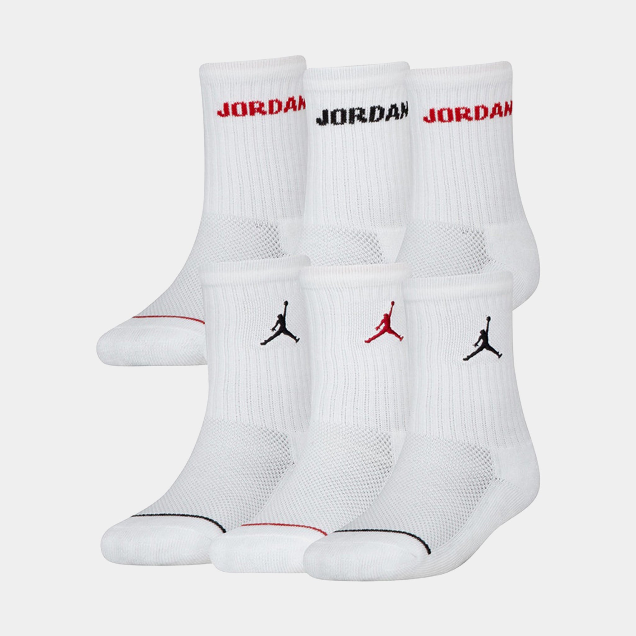 JORDAN BJ0343-001 Legend 6 pack Crew Grade School Socks (White) Image 26094461386958