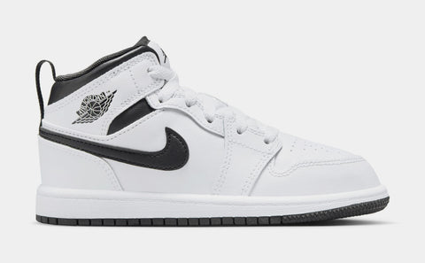 Jordan Air Jordan 1 Mid Preschool Basketball Shoes White Black