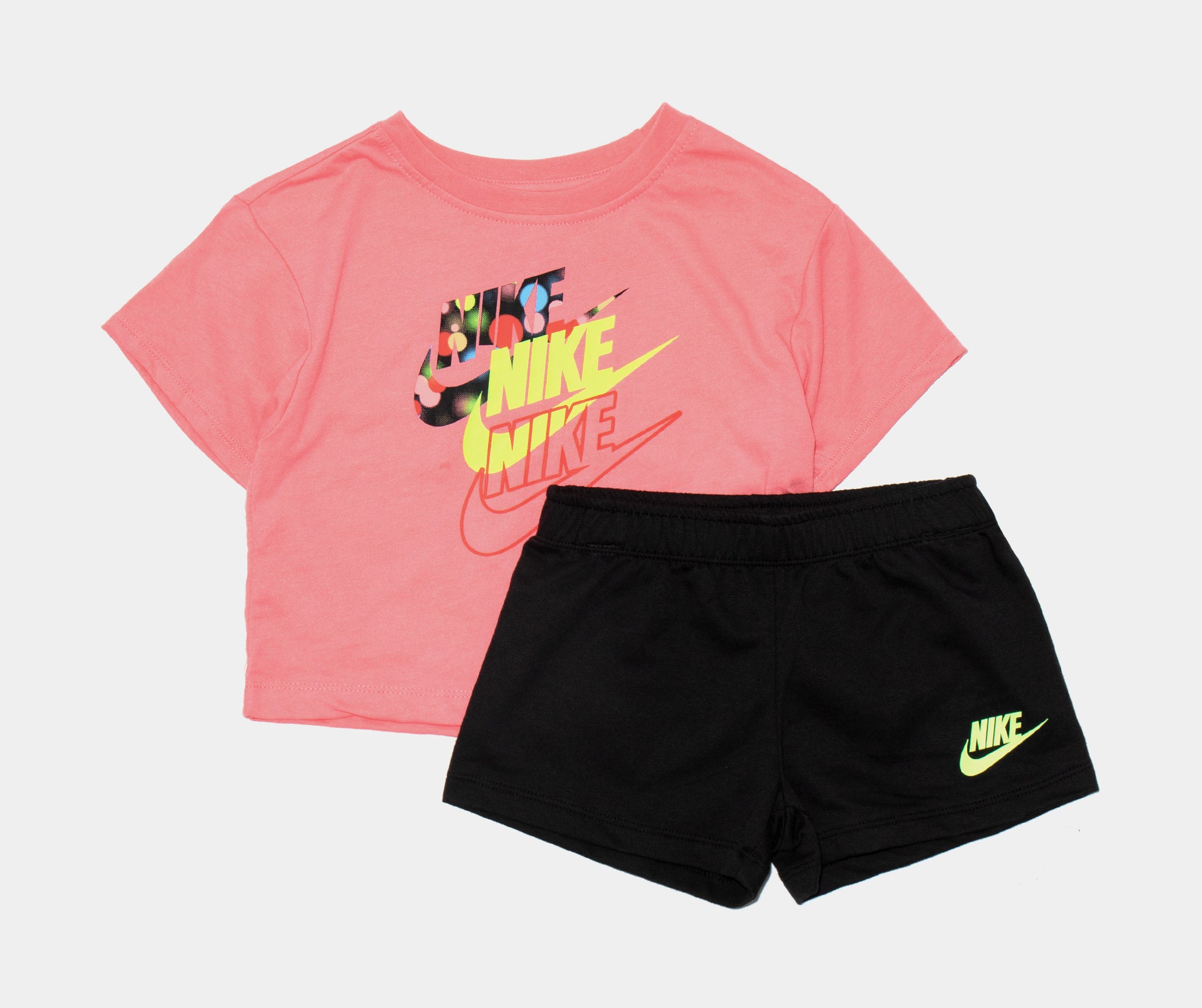 Nike Glow Time Boxy Tee and Shorts Set Preschool Set Black Pink