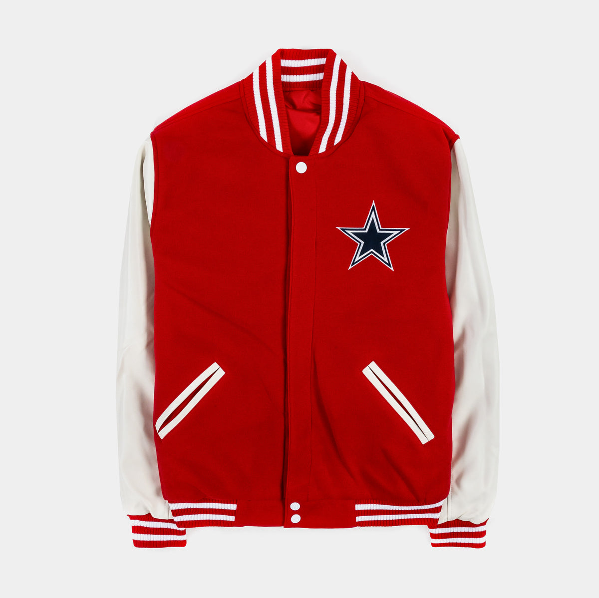JH Distributors Dallas Cowboys Reversible Letterman Mens Jacket Red ...