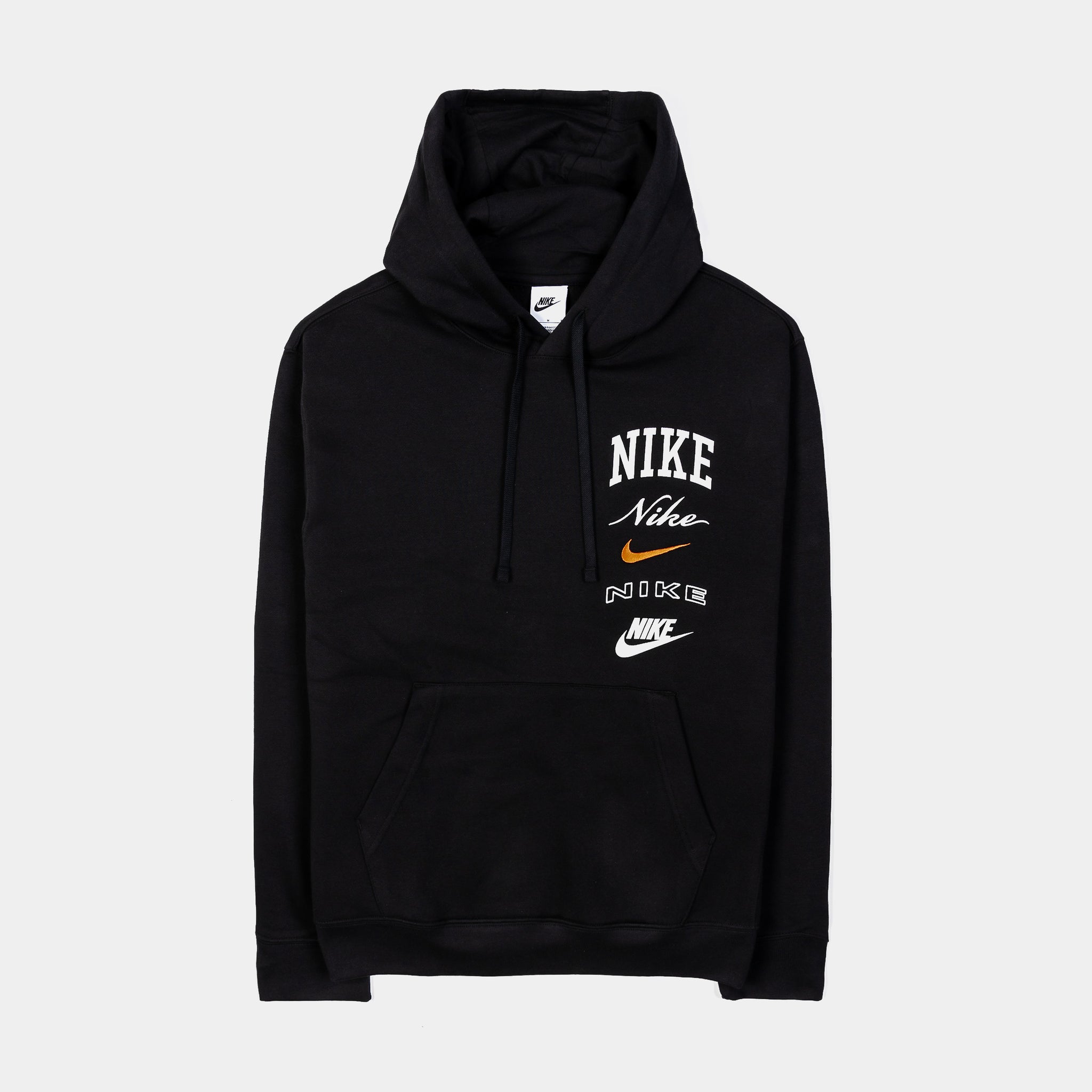 Nike Club Fleece Stack GX Pullover Mens Hoodie Black White FN2634