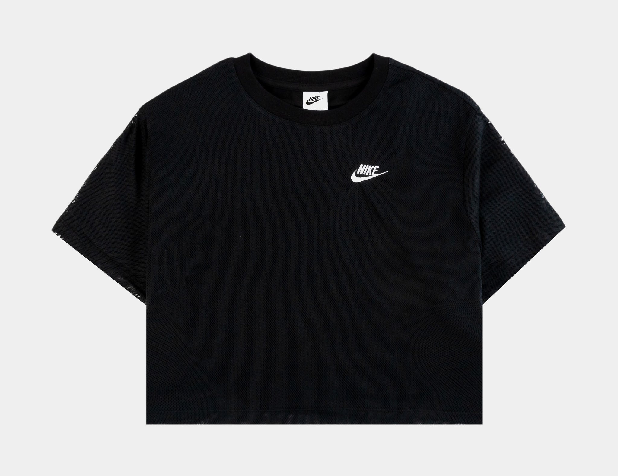 Nike Cropped Mesh Womens Short Sleeve Shirt Black FB8352-010